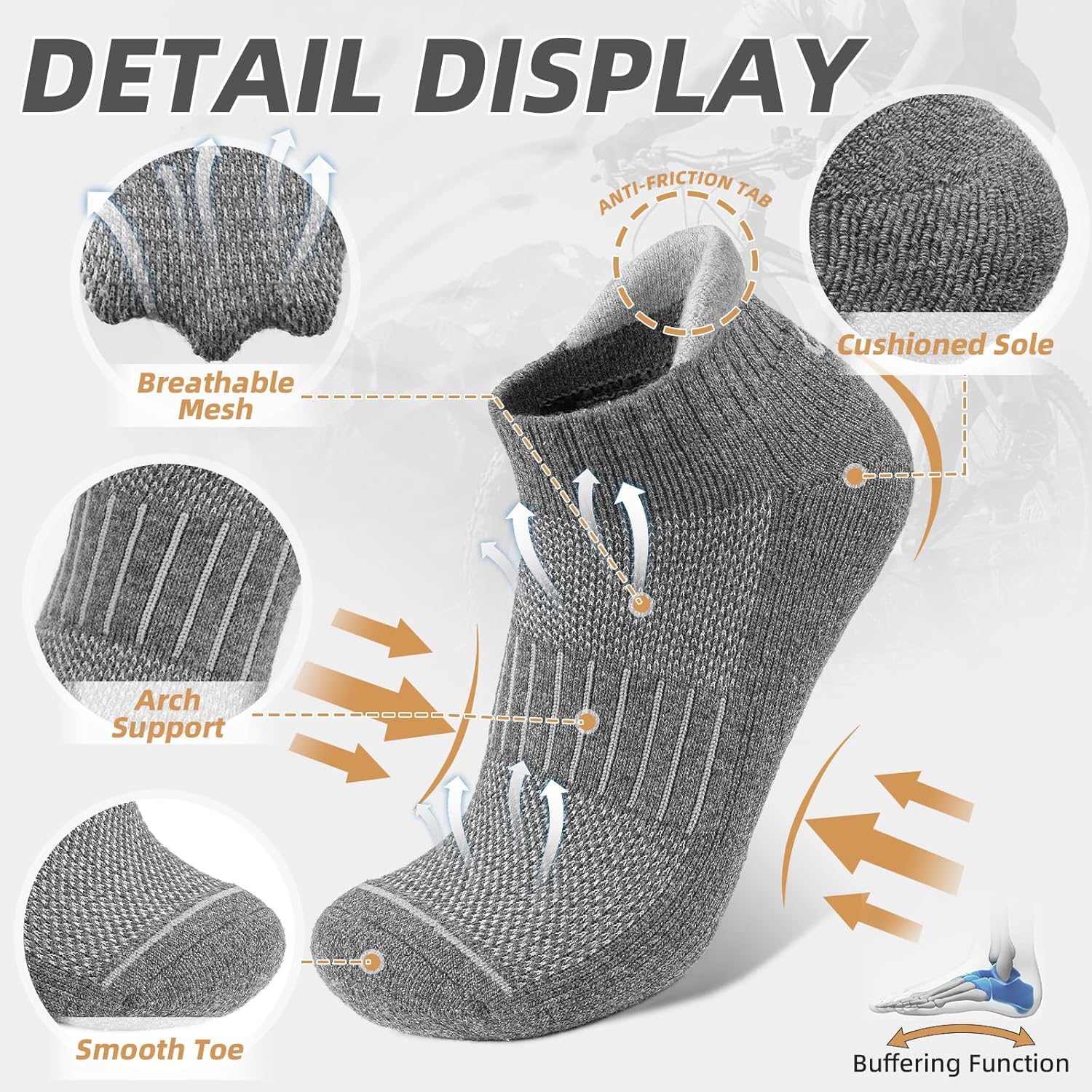 Lapulas Merino Wool Ankle Hiking Running Socks for Men Women Breathable Compression Thick Athletic No Show Socks 6 Pairs - Image 5