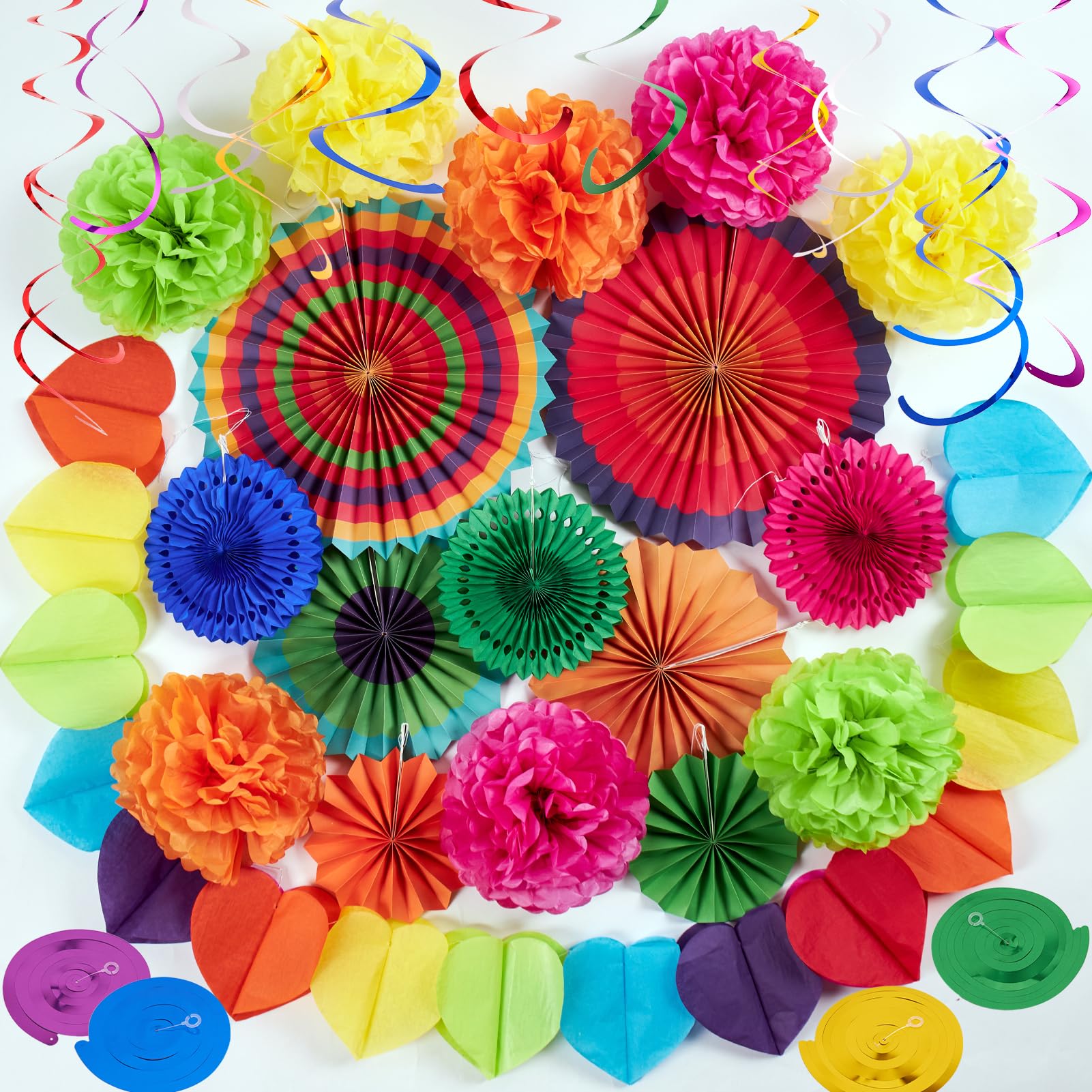 Guirlande en spirale à suspendre et pompons de fête pour offrir un décor de mariage