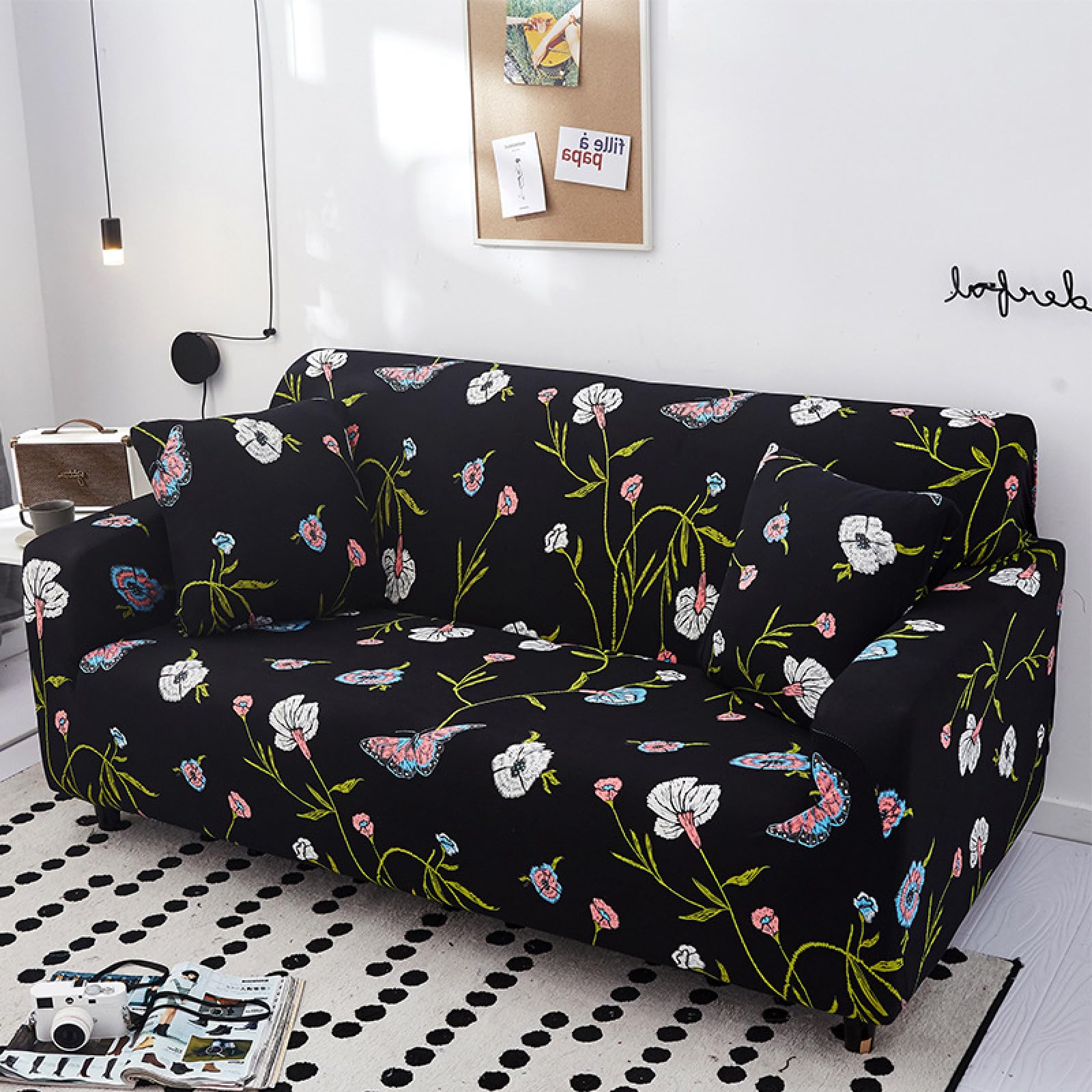 Housse de canapé d'angle extensible universelle fleur de papillon