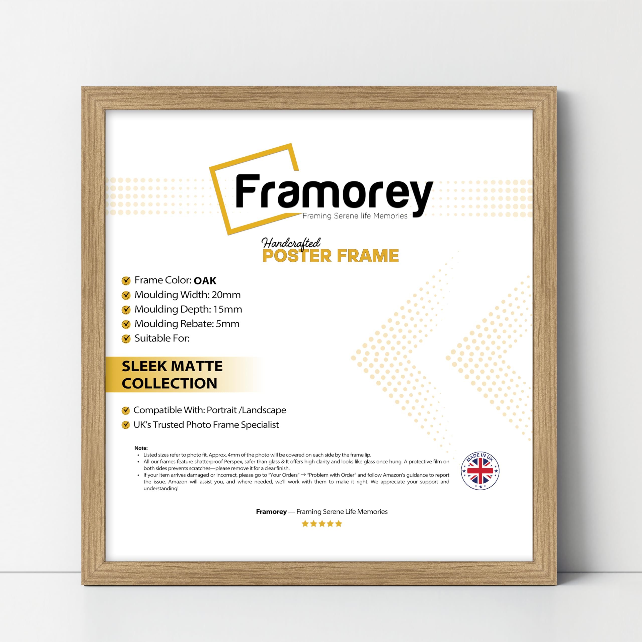 Framorey Framing Serene Life Memories Oak Framorey Square Size Picture Frame Photo Frame Wall Art Poster Frames Hanging Frames