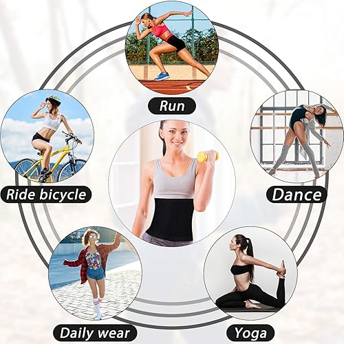 Miniatura 7 de Geyoga 2 piezas de reductor de cintura para mujer, para sudar, entrenamiento de cintura para culturismo, grasa del vientre inferior