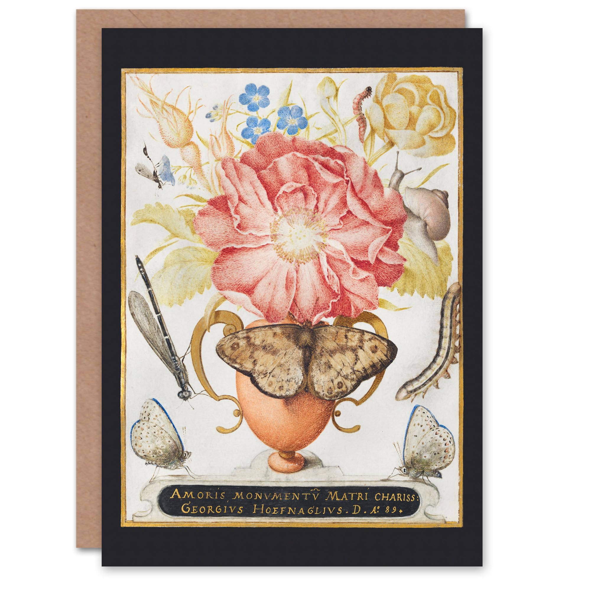 Artery8 Joris Hoefnagel Art Card Flowers Snail Insects and Butterflies