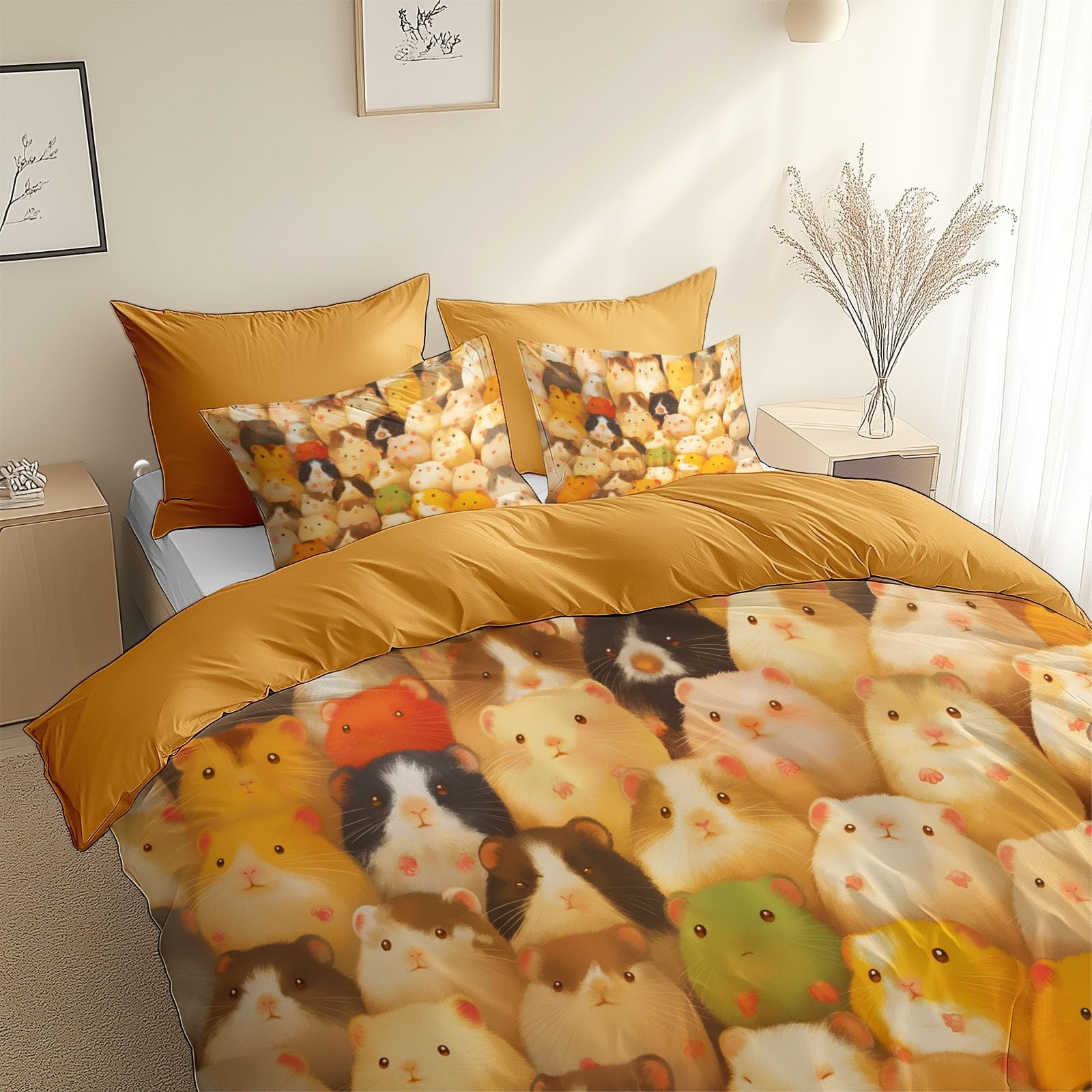 Housse de couette 200x200 cm orange lavable et facile à enfiler