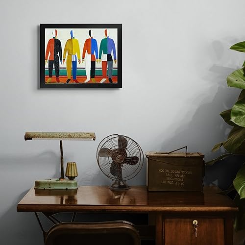 Miniatura 4 de Deportistas de cabaña perdida por Kazimir Malevich  Impresión enmarañada en marco plano negro  Reproducción de pintura de obras de arte finas