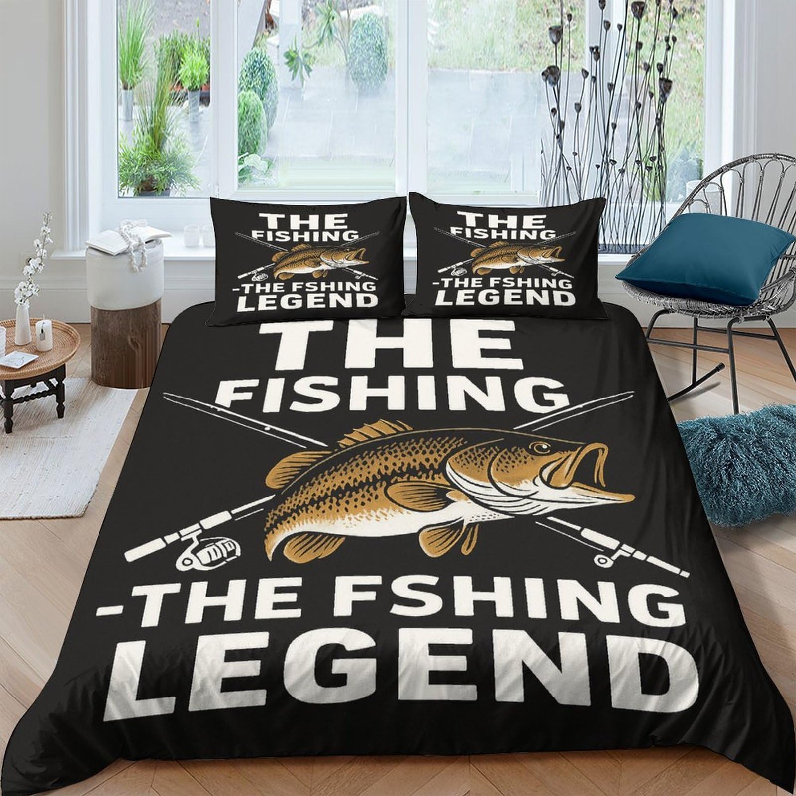 Ctjqhvkz Style-1 3D Printed Fishing Legend Fitted Sheet Microfiber Soft Black Bed Cover With Fish Decor For Bedroom Dorm Mattress Protection Single（135X200cm）
