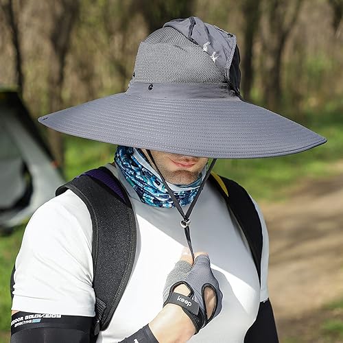 Miniatura 3 de Sombrero de protección solar de ala ancha, unisex, ventilado, para senderismo, playa, pesca, safari, jardín, césped, patio, trabajo, kayak