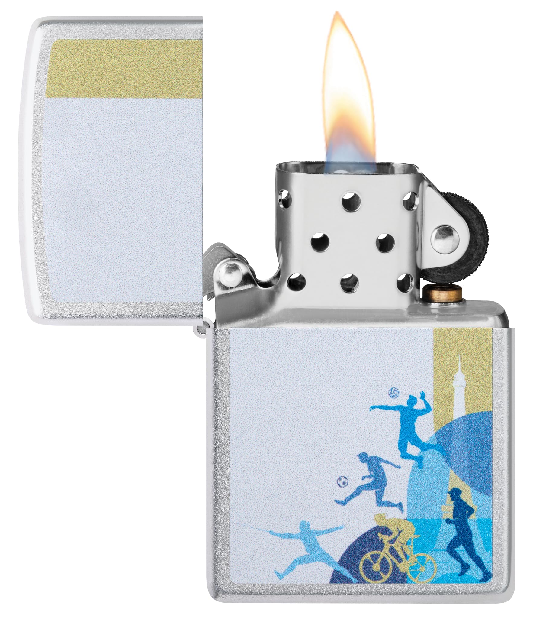 Zippo Encendedor a prueba de viento Sports Players Satin Chrome Recargable Caja regalo
