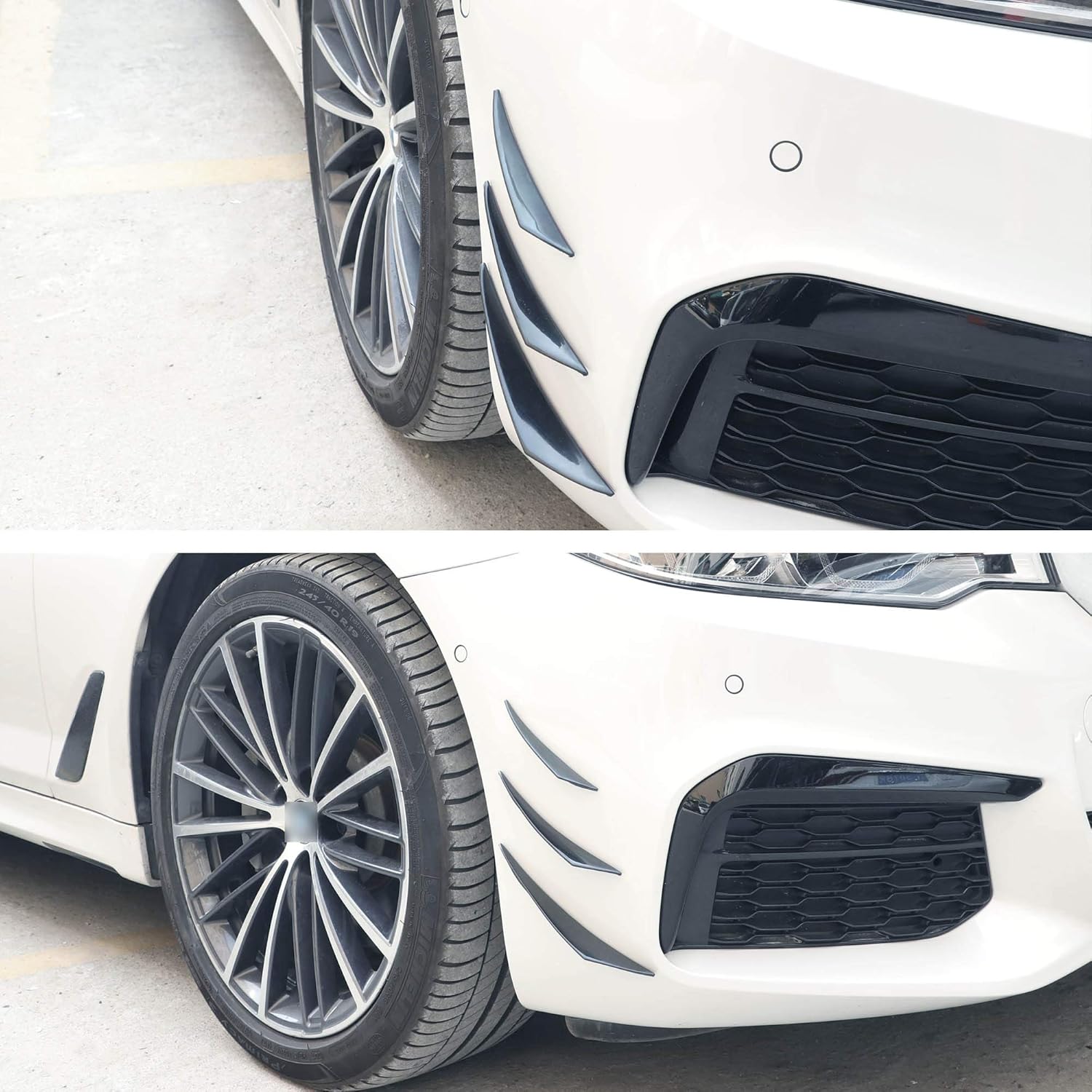 TOMALL 6Pcs Universal Front Bumper Lip Splitter Black Exterior Soft Rubber Fins Spoiler Canards Kit for Auto Body Anti-Collision Strip Decoration Accessories Stickers (Black)