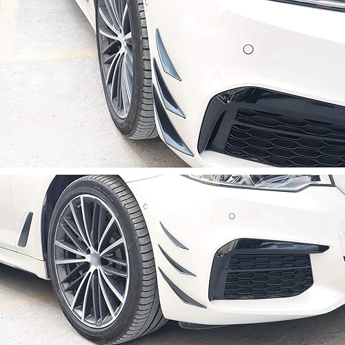 Miniatura 5 de TOMALL Juego de 6 piezas universales para parachoques delantero, color negro, exterior suave, aletas de goma suave, kit para carrocería de