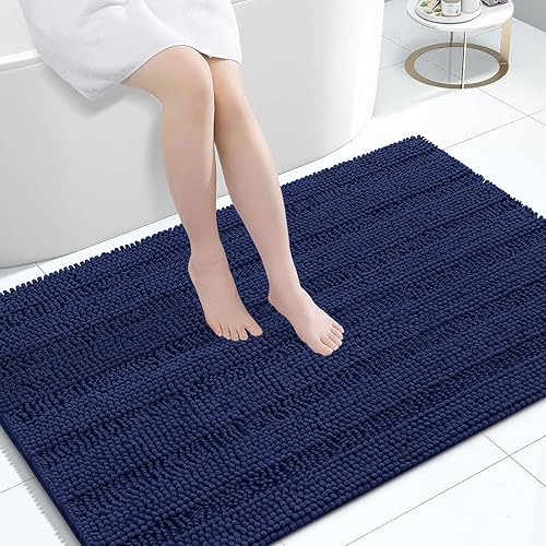 Miniatura 145 de Grandaily - Alfombras de baño de felpilla a rayas, extragruesas y absorbentes, antideslizantes, con fibras largas y suaves, lavables a máquina, para