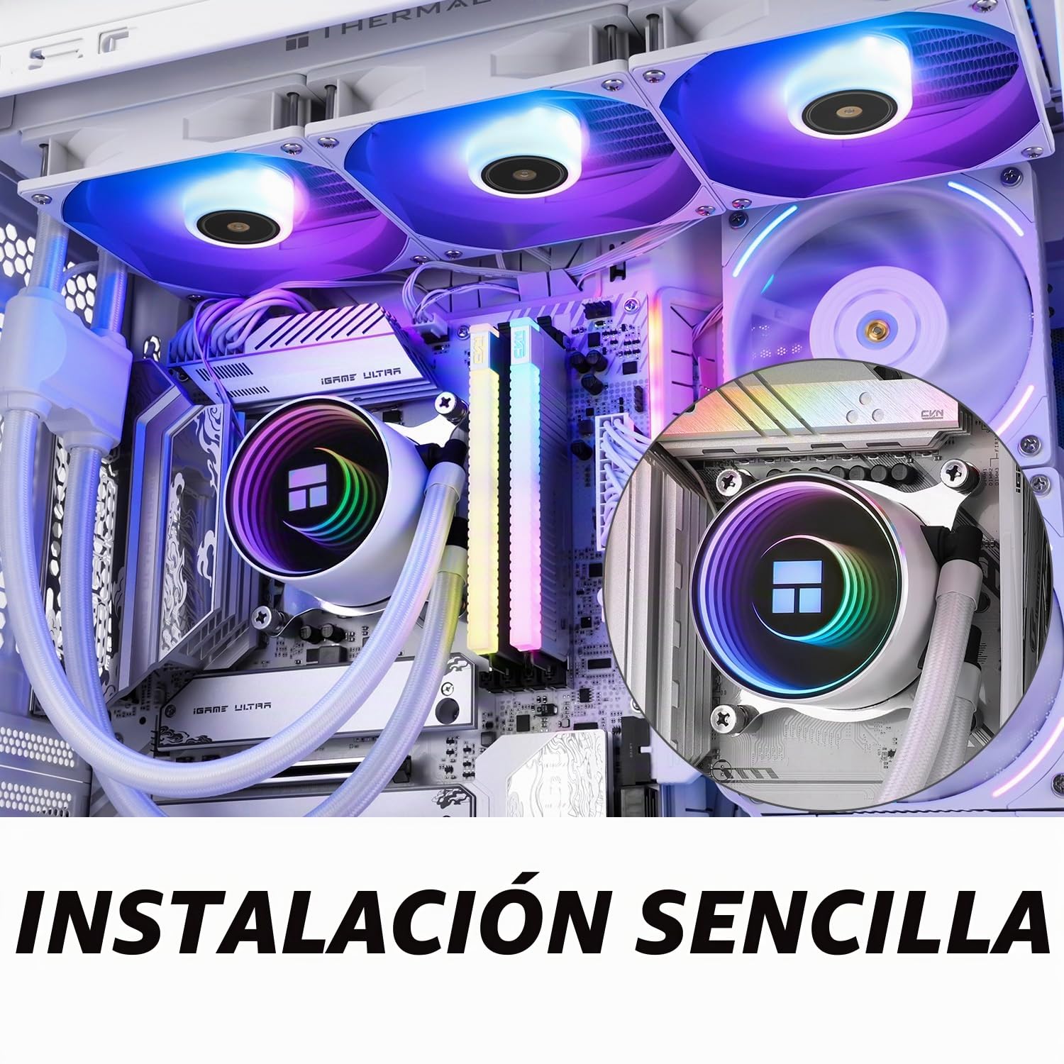 TR Frozen Notte 360 WHITE ARGB V2 Enfriador de procesador de agua,Especificaciones del enfriador de CPU 360 blanco,Ventiladores dobles PWM,Rodamientos S-FDB,Adecuado para AMD/AM4, AM5,LGA1851