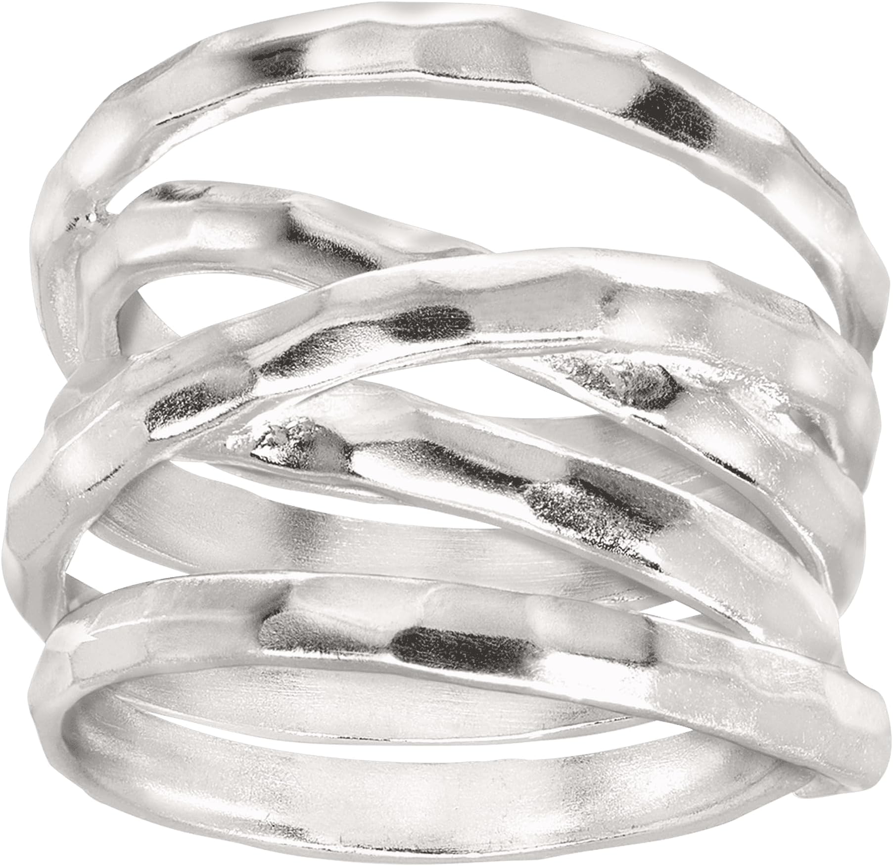 SilpadaWrapped Up' Overlapping Textured Band Ring in Sterling Silver