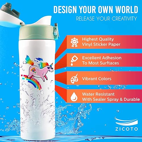 Miniatura 4 de Papel adhesivo de vinilo imprimible de alta calidad para tu impresora de inyección de tinta o láser, 15 hojas de papel adhesivo impermeables de