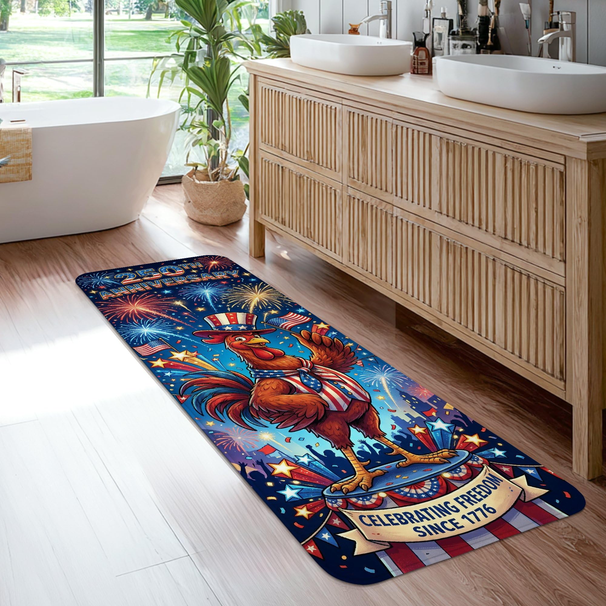 Tapis de cuisine coq rouge lavable pour égayer votre espace de préparation