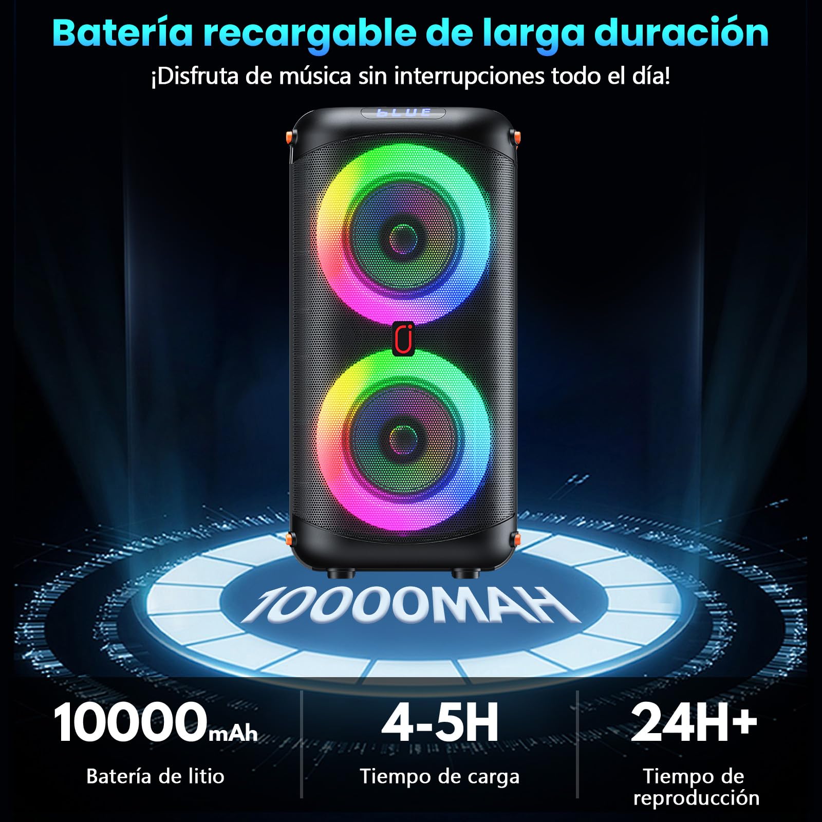 HWWR Máquina Karaoke, Altavoces Bluetooth portátiles con 2 micrófonos inalámbricos para Adultos, Sistema Caja Karaoke PA con Luces de Discoteca para Grandes Fiestas, Soporte TF/USB/FM/Rec/AUX