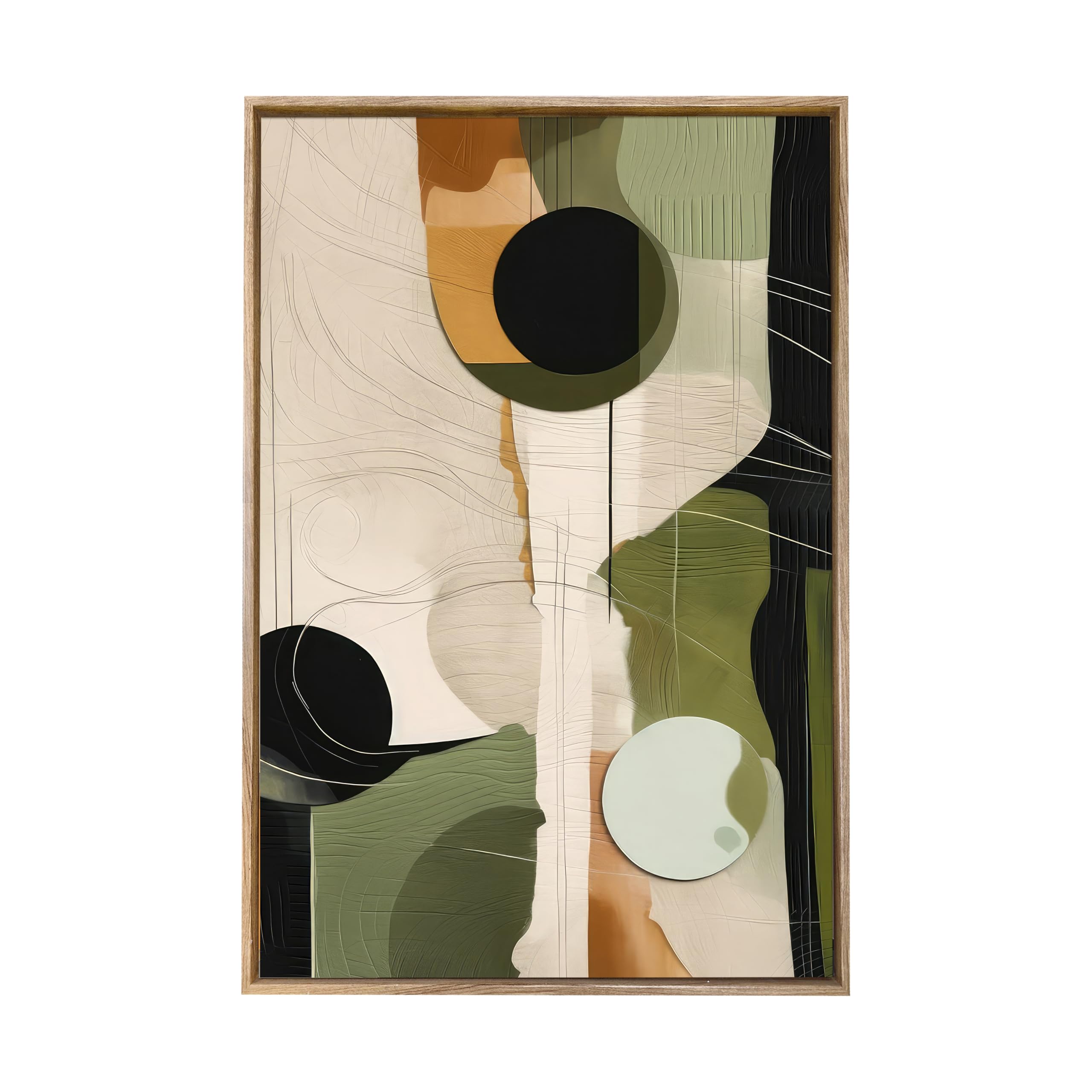 Abstract Geometric Canvas Painting - Beige, 23x35 Inch -3 Abstract Geometric Canvas Painting - Beige, 23x35 Inch -3