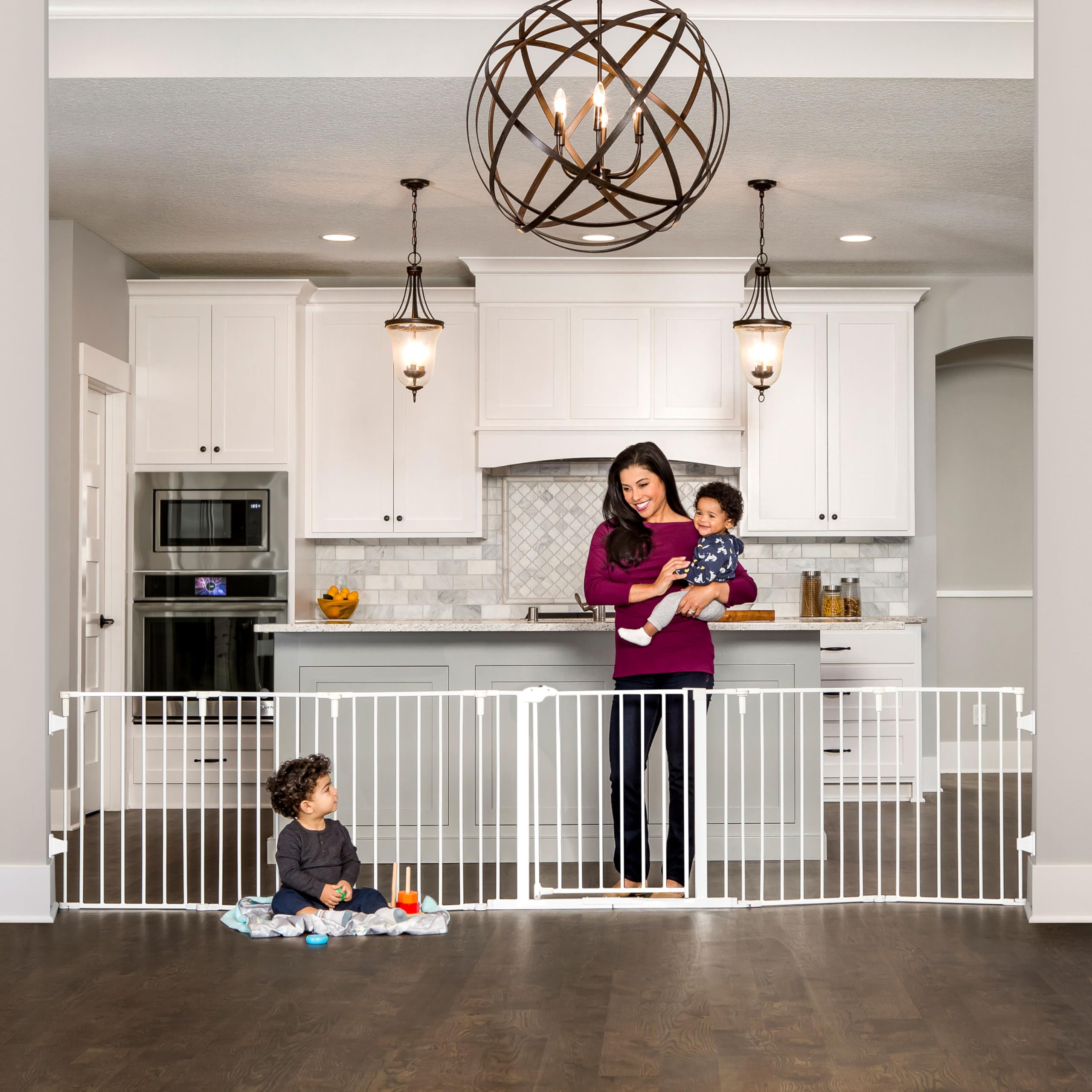 Regalo Puerta de seguridad 2 en 1 súper ancha y patio de juegos de metal de 142 a 330 cm a prueba de bebés