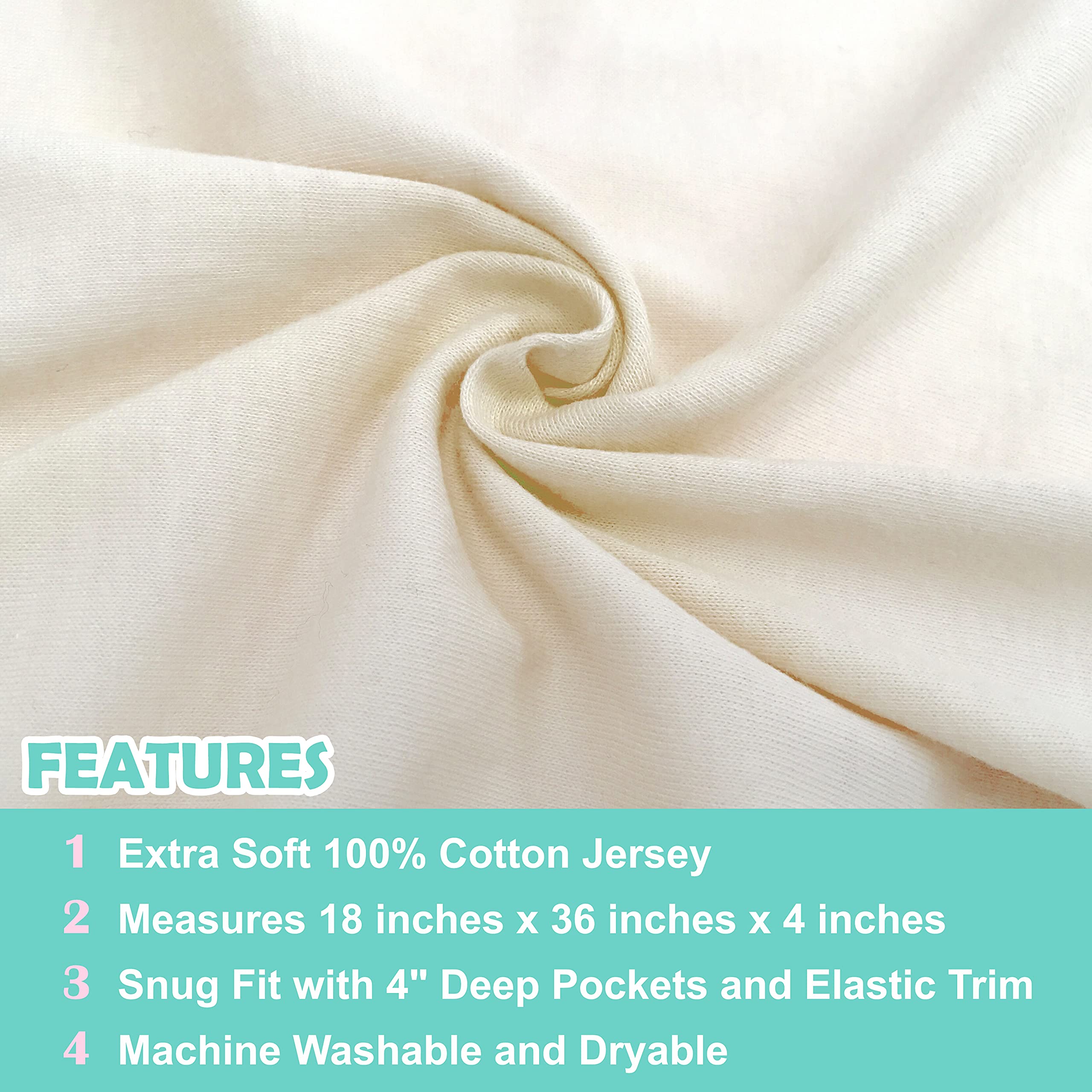 American Baby Company Sábana bajera ajustable de 100 % algodón de 18 x 36 pulgadas, Sábanas de Cuna, compatible con moisés Mika Micky, color crema, suave, transpirable, para niños y niñas