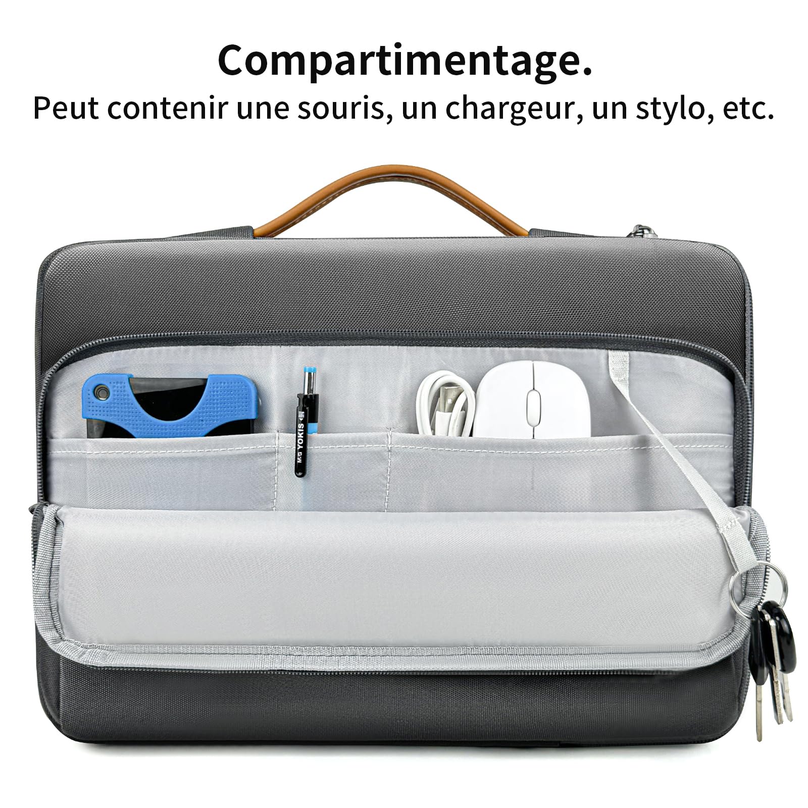 NIMOSA 15.6 Pouces Sac Ordinateur Portable Imperméable Mallette Bandoulière Porte Document Sac de Messager YKK zip Travail Université