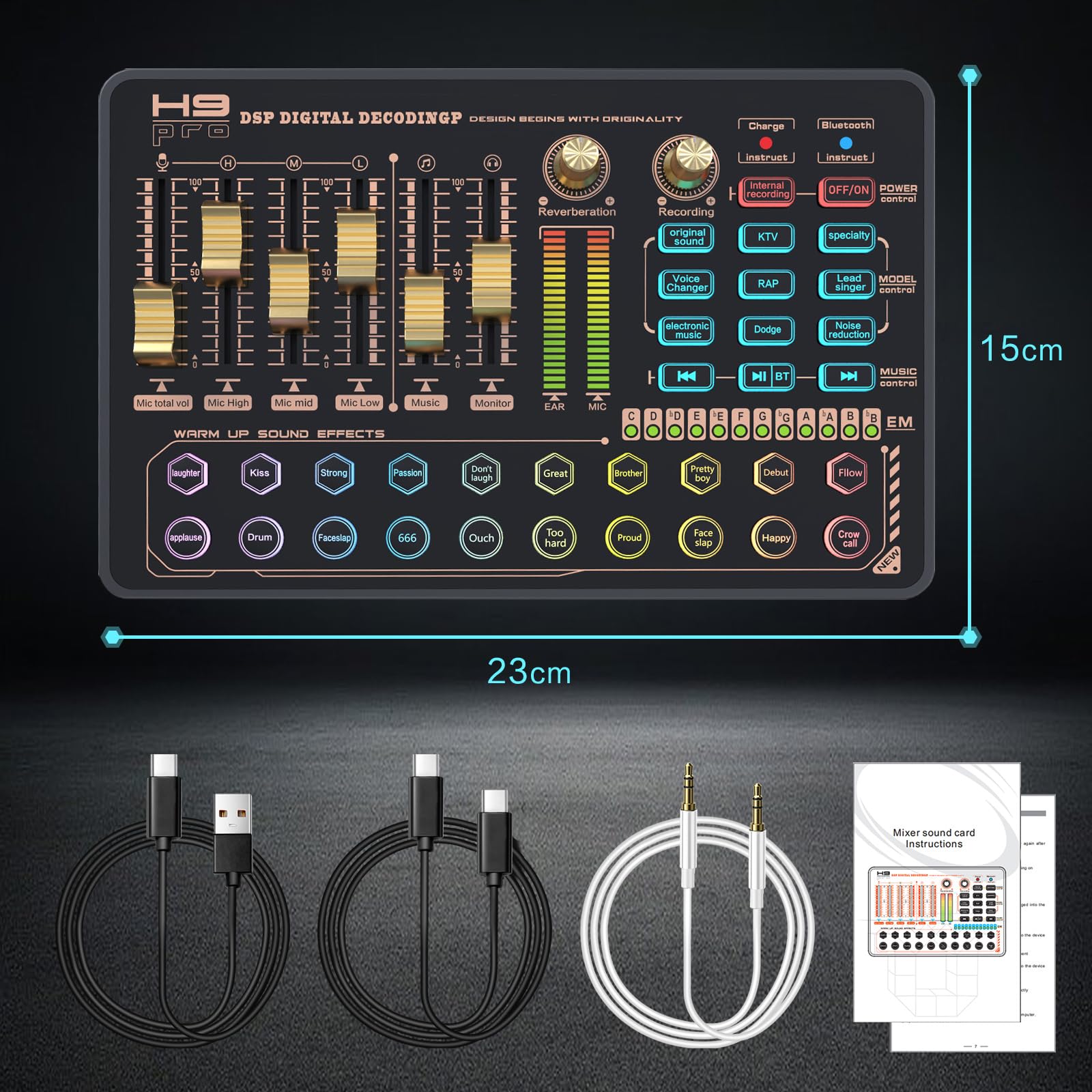 Todeco Mixer Audio Bluetooth, Scheda Audio DSP per Streaming e Podcast | 6 canali, cambiavoce, riduzione rumore, effetti DSP, ideale per podcast, karaoke, live streaming e registrazione