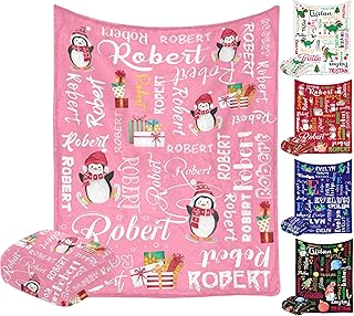 M YESCUSTOM Custom Name Christmas Blanket for Kids, Personalized Christmas Blanket Gift for Daughter, Son Soft Bed Throw Blanket Wedding Birthday Gift 40 x 50 inch
