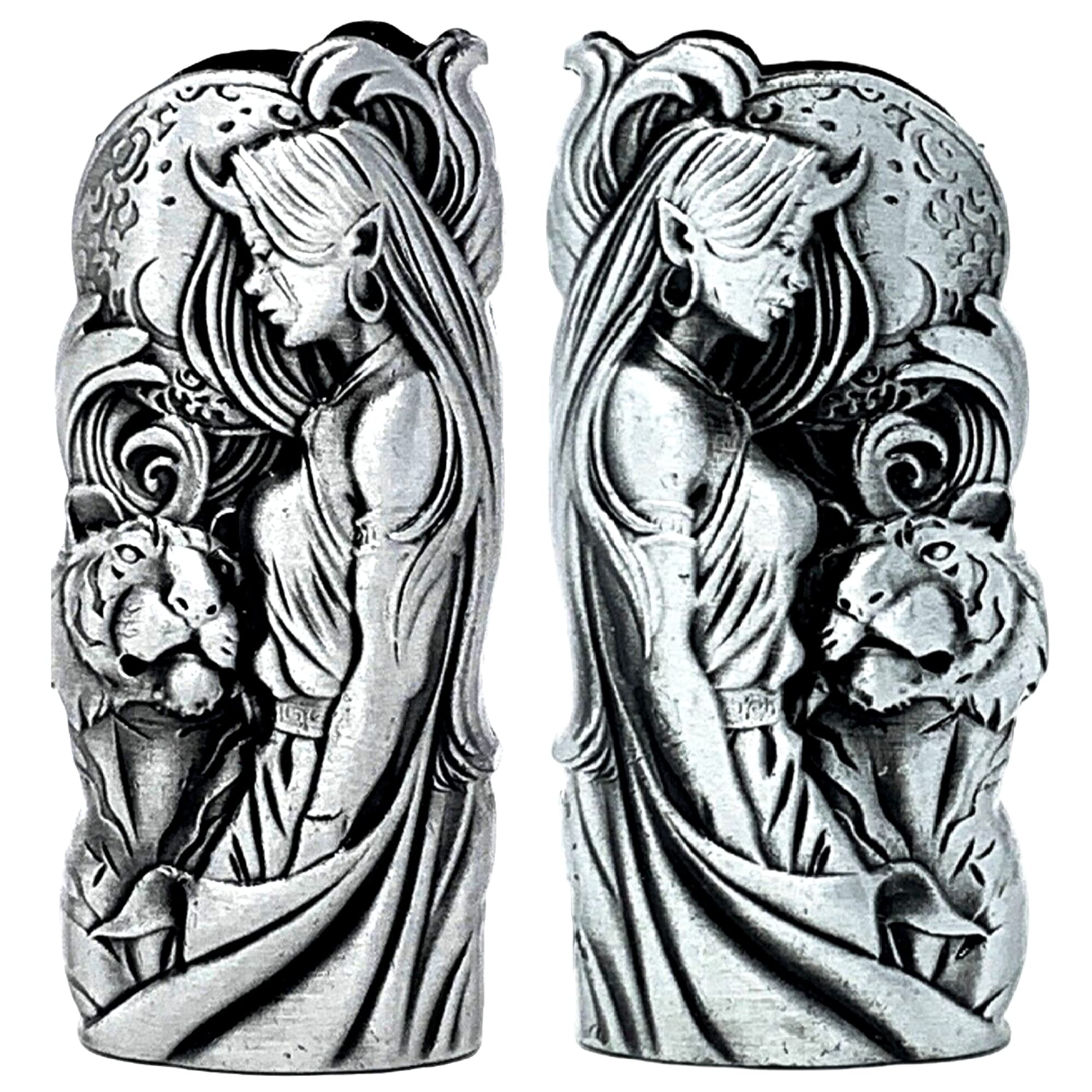 Myth Luna with Moon and Tiger Metal Lighter Holder Cover Case Sleeve Fits BIC Standard Lighter J6