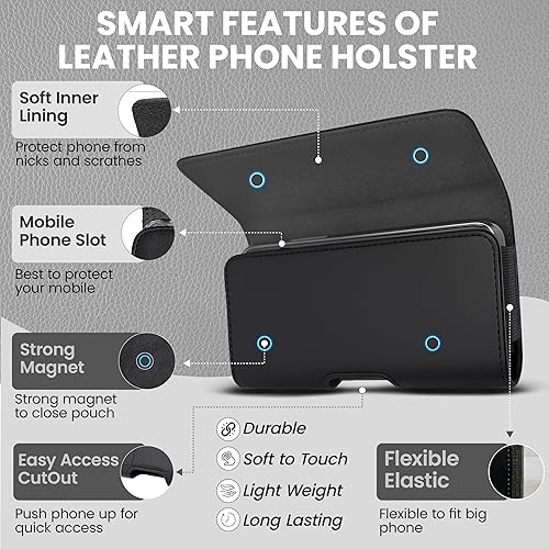 Miniatura 5 de Wireless City Funda de cuero para iPhone 1717 Pro 1616 Pro 16e 1515 Pro 1414 Pro 1313 Pro 1212 Pro 11 XR, bolsa con clip para cinturón para hombres