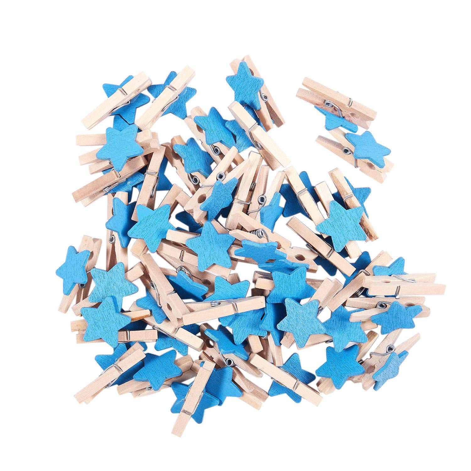 CTRLZS Card Photo Clothespin Pegs Star Crafts Mini Wooden Clip 50pcs Blue