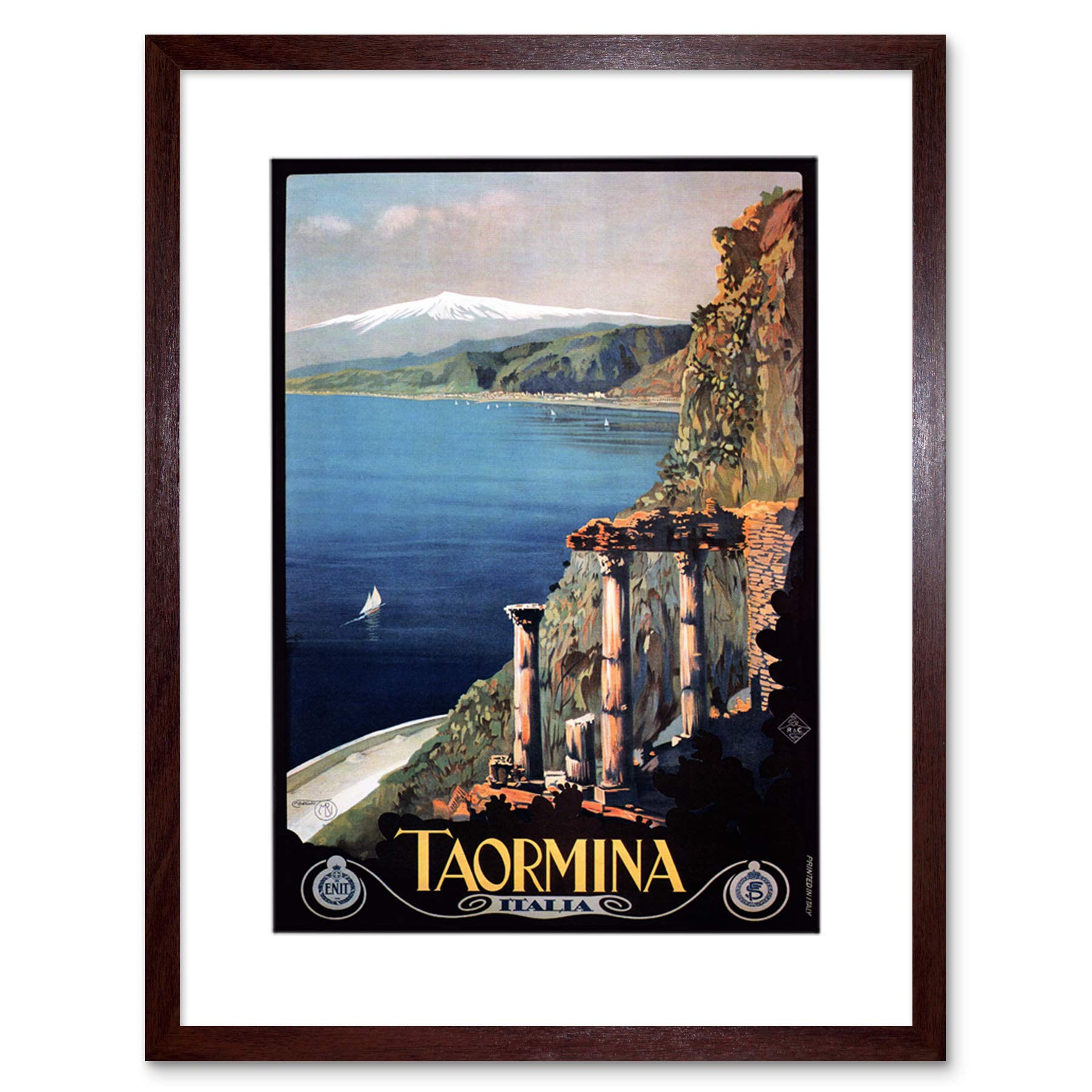 Wee Blue Coo Travel Taormina Sicily Etna Greek Theatre Italy Picture Framed Wall Art Print