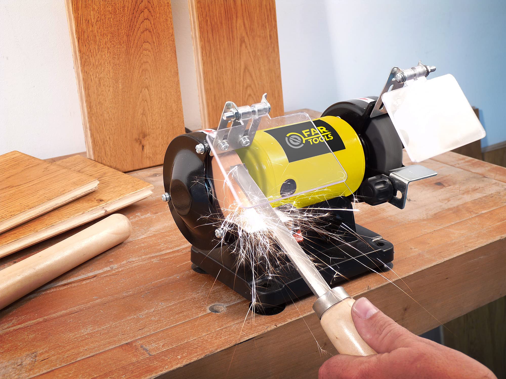 Fartools Mini torretto per macinare 120 W Ø75 mm, velocità variabile 0-9900 giri/min, versatile: mola, spazzola per lucidare e flessibile collegato all'albero
