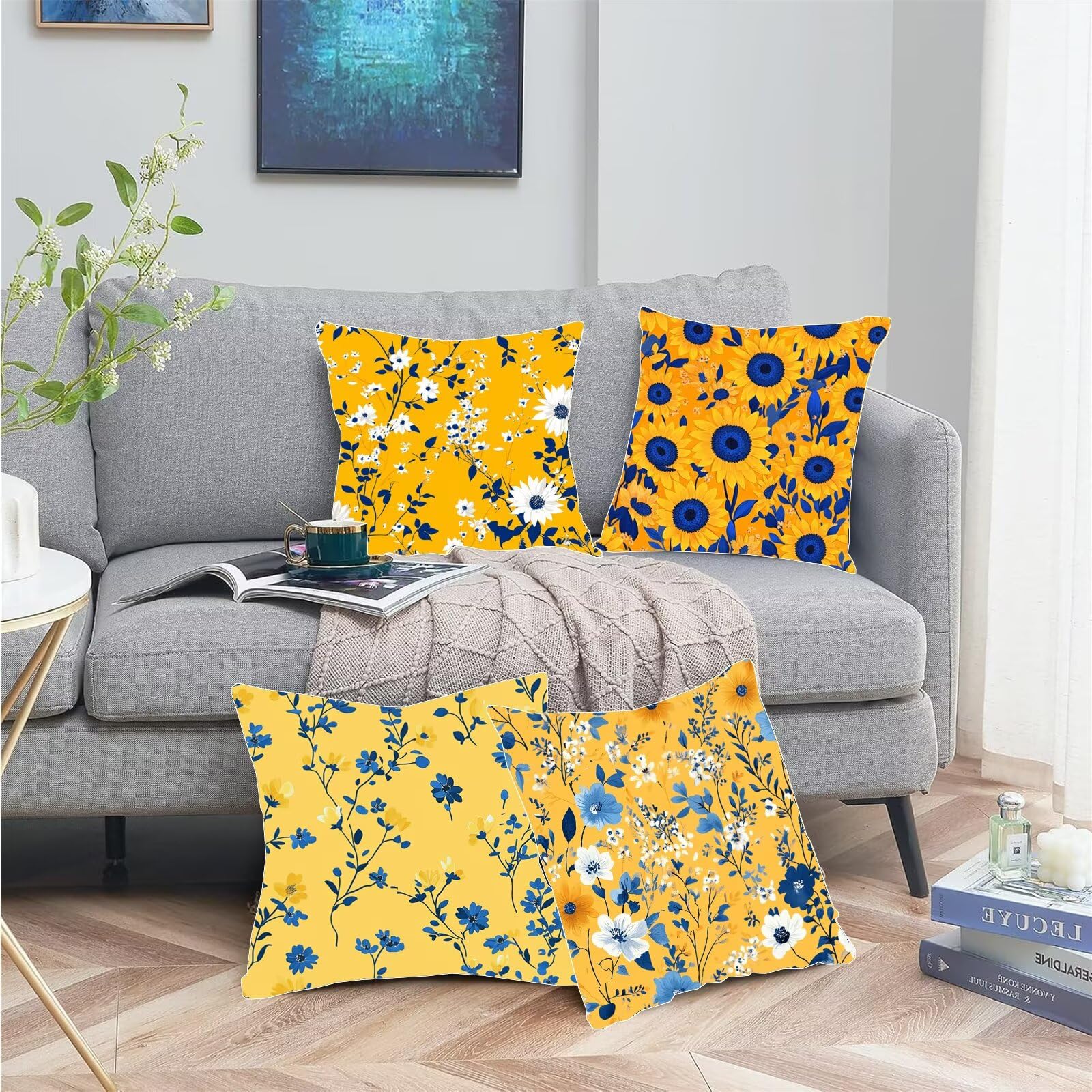 Cuscini Campagna 4 Confezioni, Fodere Cuscini 50x50cm Arancione Decorazione in Lino Super Morbido Federa Cuscino Dotato di Cerniera Invisibile per la Divano Camera da Letto Esterno (Morbido) A-416