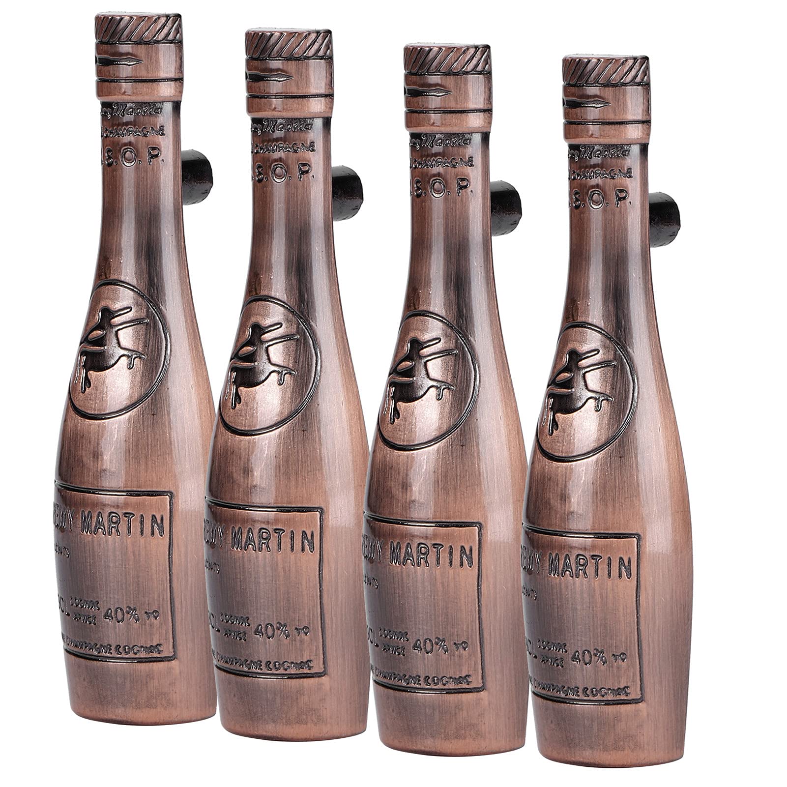 4 Set Door Handle Retro Zinc Alloy Wine Bottle Shape Cabinet Cuoard Drawer Pull HandleAntique, Multifunctional Accessory For Home Use (Rose Gold)