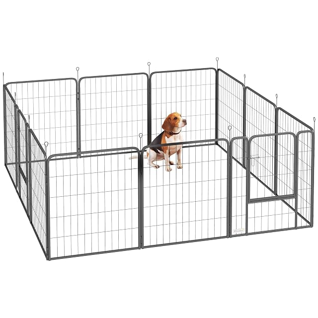 PawHut Parque para Perros 12 Paneles 80 cm Altura Acero Plegable Negro