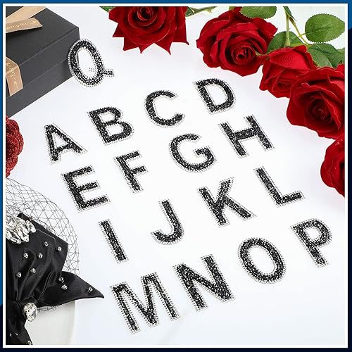 Miniatura 2 de Yinder 52 piezas de calcomanías de letras con purpurina y diamantes de imitación, letras de la A a la Z, autoadhesivas, con cristales de diamante de