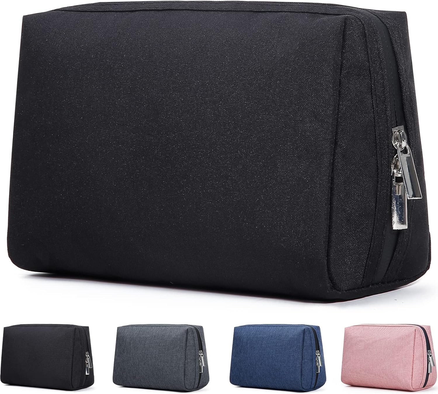 Wintage Travel Toiletry Bag for Women Men, Water-Resistant Shaving Toiletries Accessories, Foldable Storage Bags with Divider Cosmetics Brushes Tools (Charcoal Black)-image-36