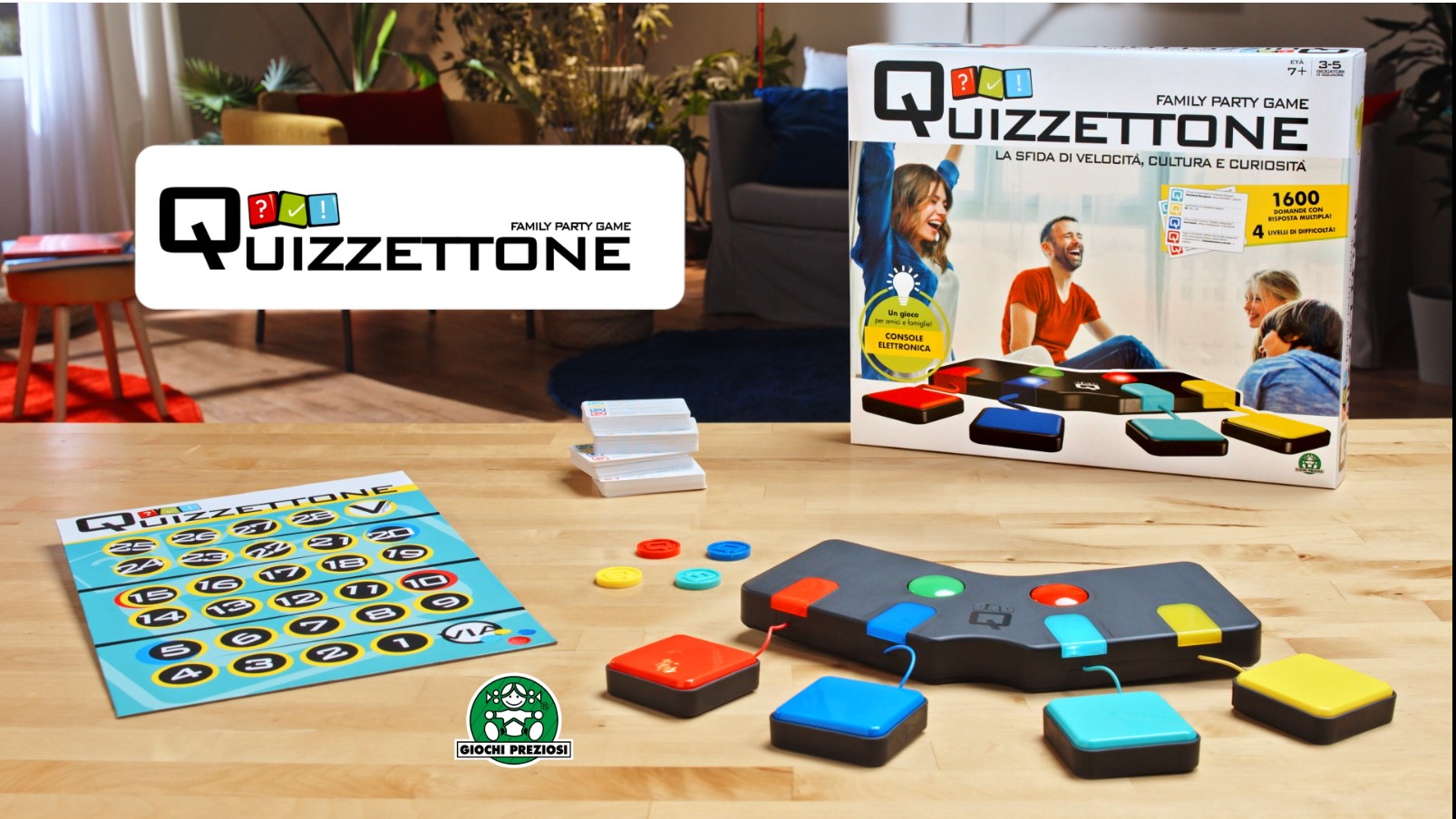 Giochi Preziosi Quizzettone, Gioco da Tavolo Interattivo con Console LED, Carte