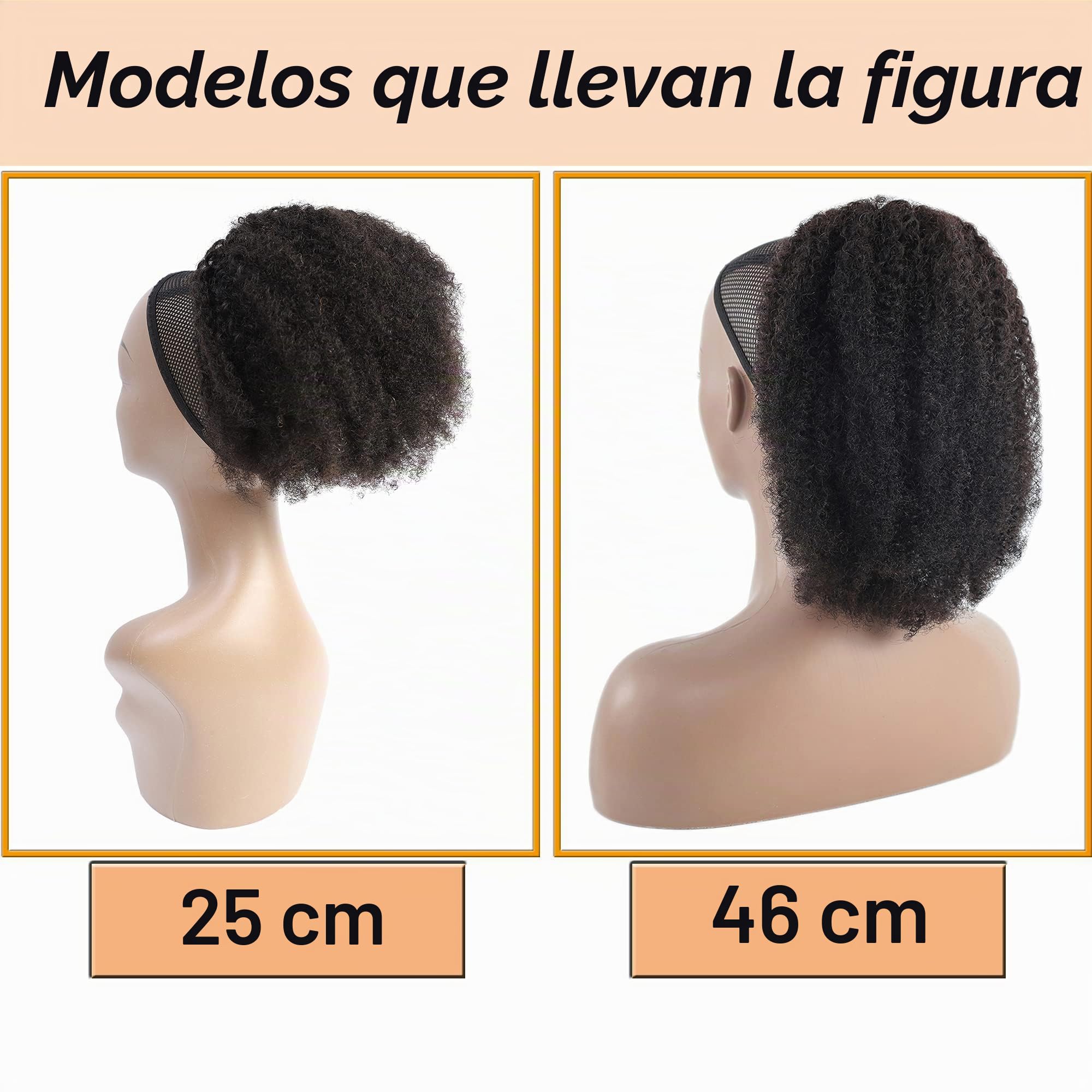 Coleta afro Puff con cordón para mujeres negras, densidad del 150%, cabello humano virgen brasileño 10A, 4C, afro rizado, extensiones de cabello humano con clip, 120 g, color natural, 25,4 cm