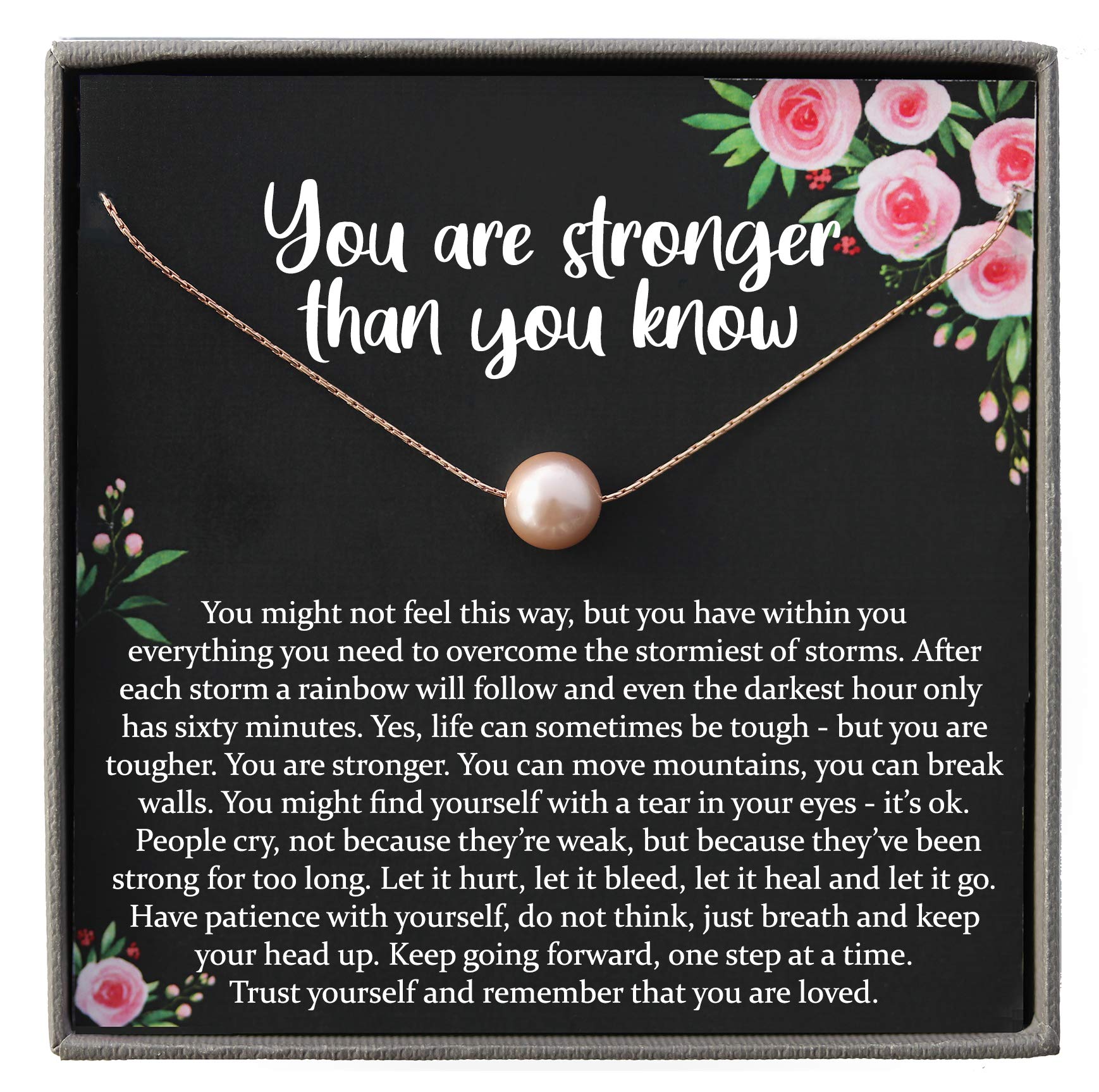 Be Wished Encouragement Gifts for Woman, Uplifting Gift, Floating Pearl Necklace with Meaningful Message, Ready To Gift (Blush Peach Pearl, 14K Rose Gold Fill)