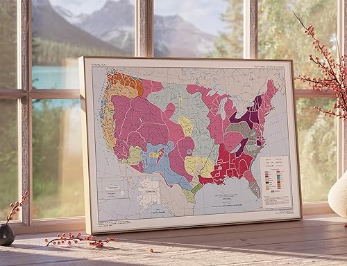 Miniatura 2 de 1967 Mapa de tribus nativas americanas de Estados Unidos Culturas e idiomas Historia de pueblos indígenas indios Decoración de aula de estudios