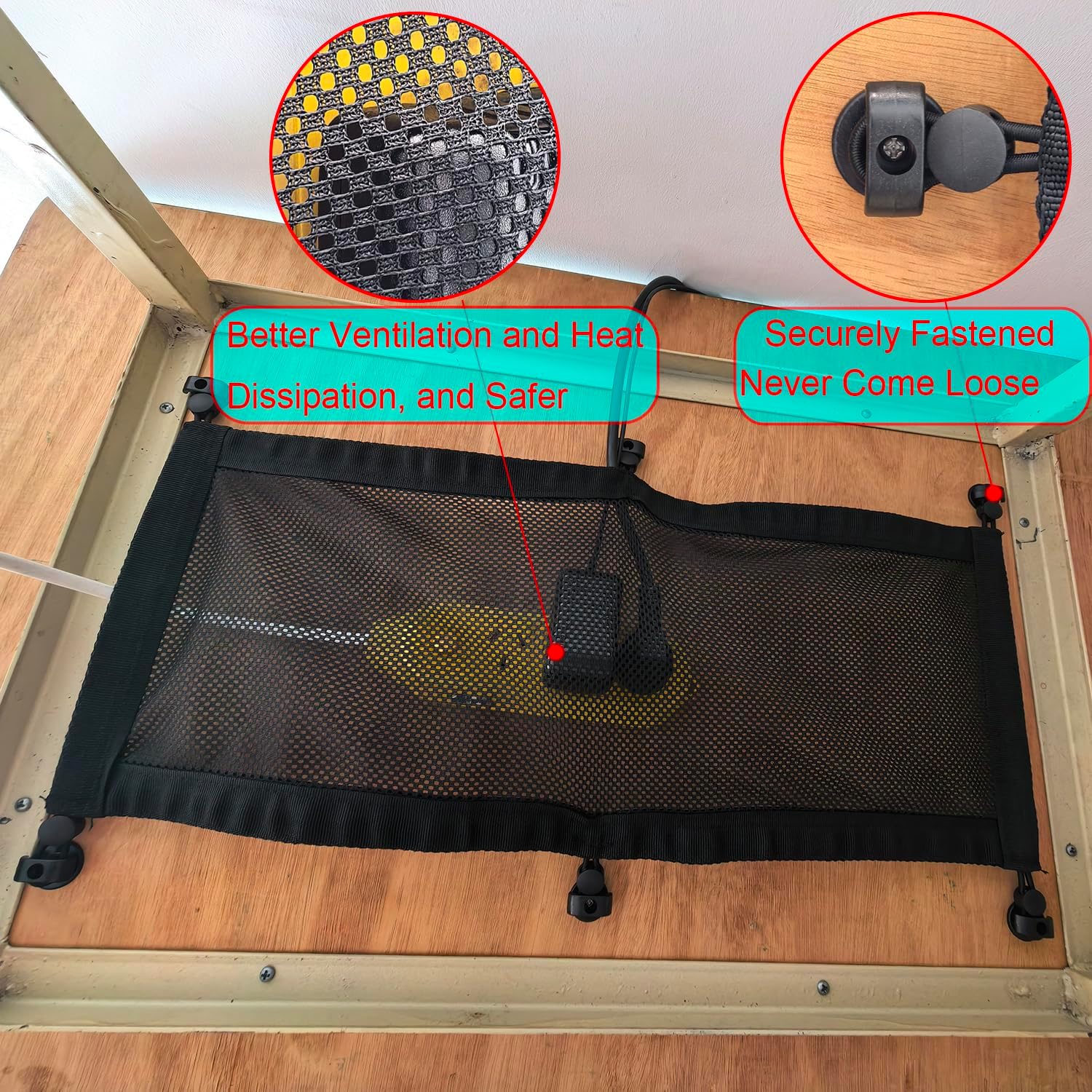 Under Desk Cable Management Net, Screw-in Cord Organizer, 24.5"x9.5" | Mesh Hammock, Screw Mounts, Clips, Zip Ties & Straps For Standing Desks, Gaming Setups
