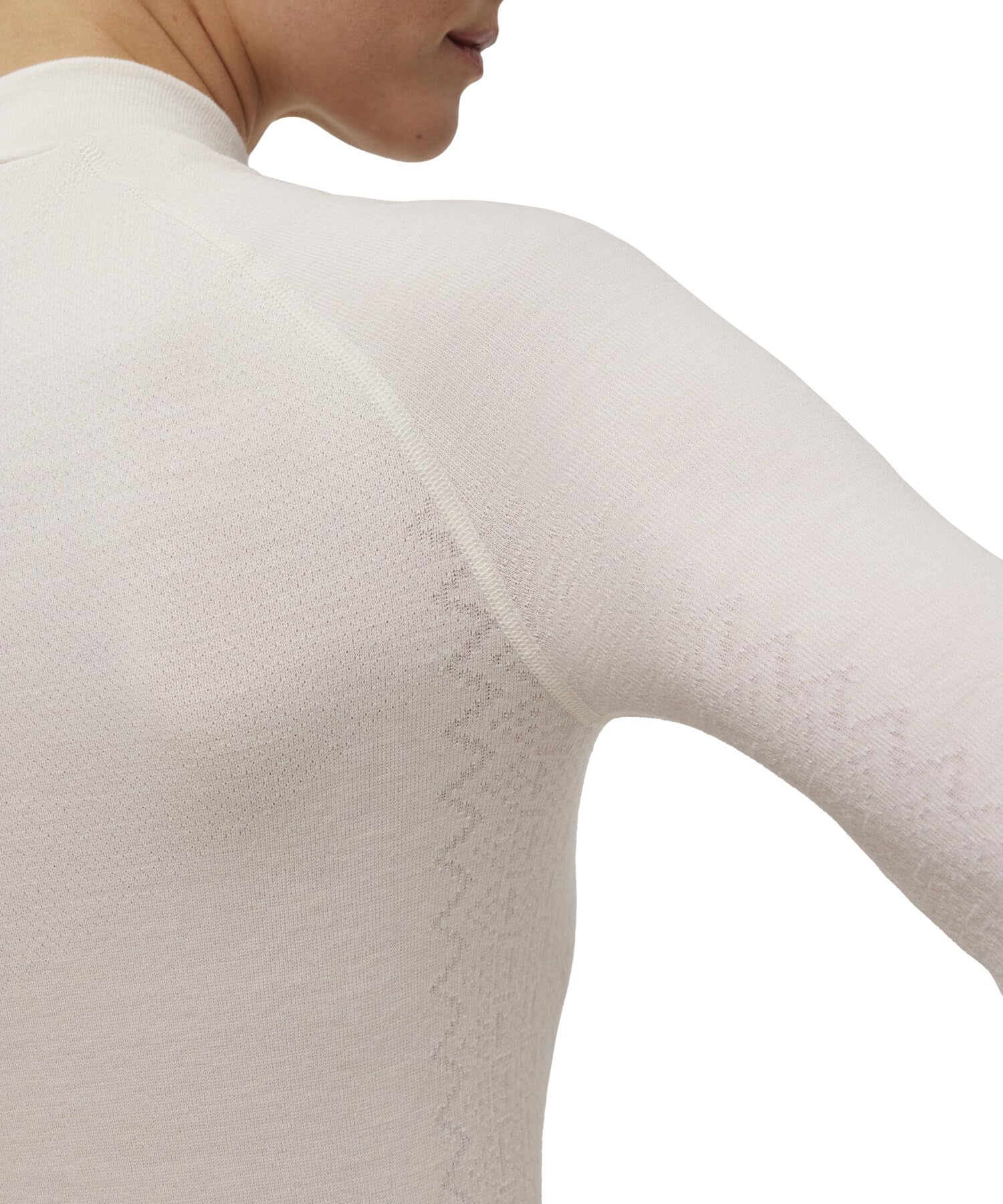 FALKE Kobiety Warstwa podstawowa (góra) Wool-Tech Round Neck W L/s Sh Wełna Materiał funkcjonalny szybkoschnące ciepłe 1 Sztuka, Biały Off-White 2040 Trend, L