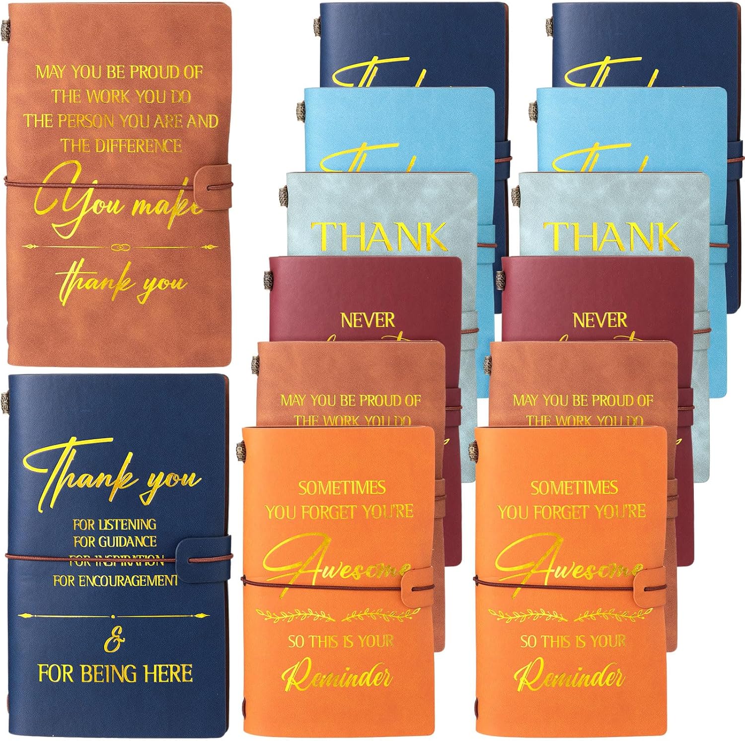 Chuangdi 18 Pack Employee Appreciation Gifts Bulk Faux Leather Journals Thank You Notebooks for Coworkers Staff Team Teacher Nurse Volunteer Recognition