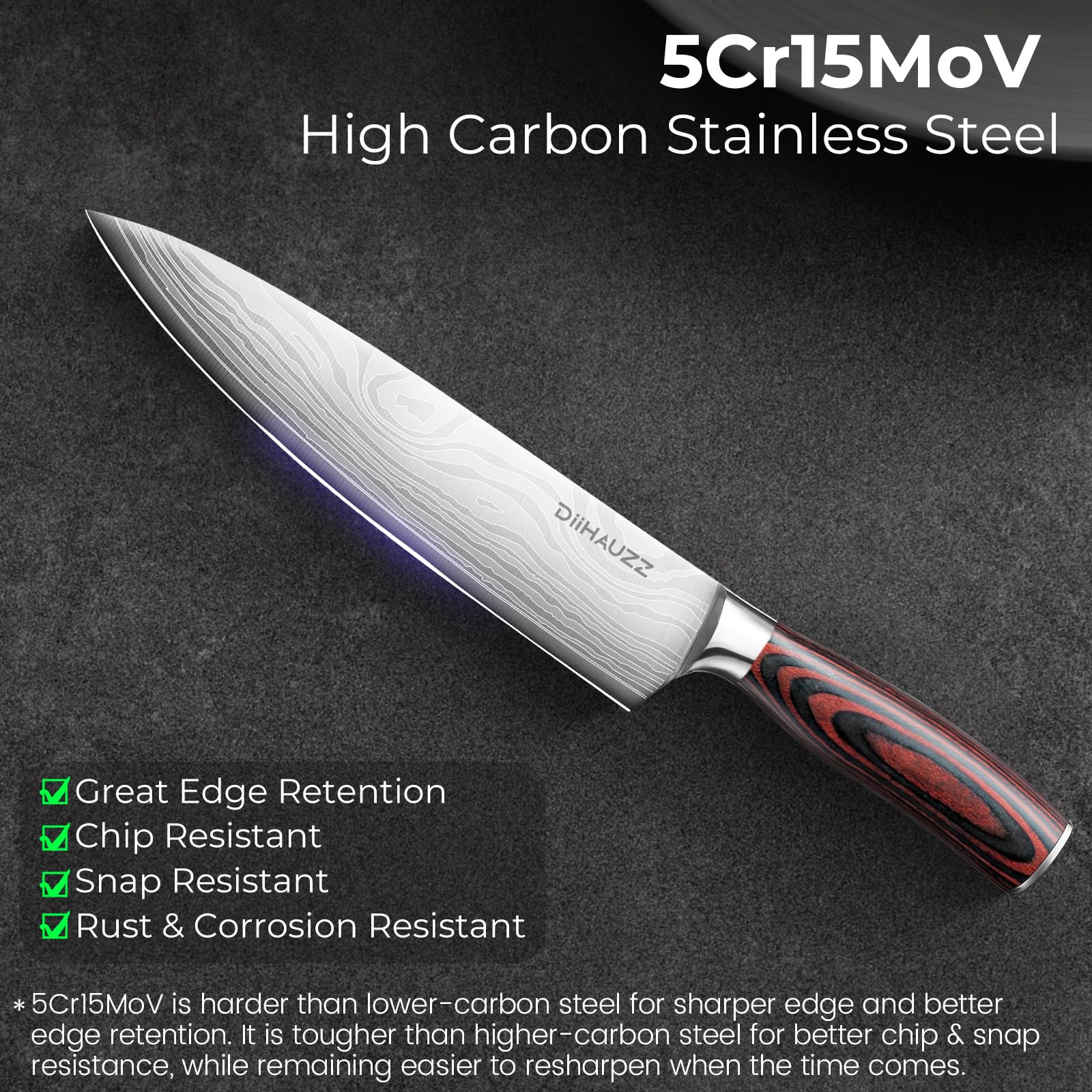 DiiHAUZZ 8 Inch Chef Knife, High Carbon Stainless Steel Kitchen Knife — Amazon image 3