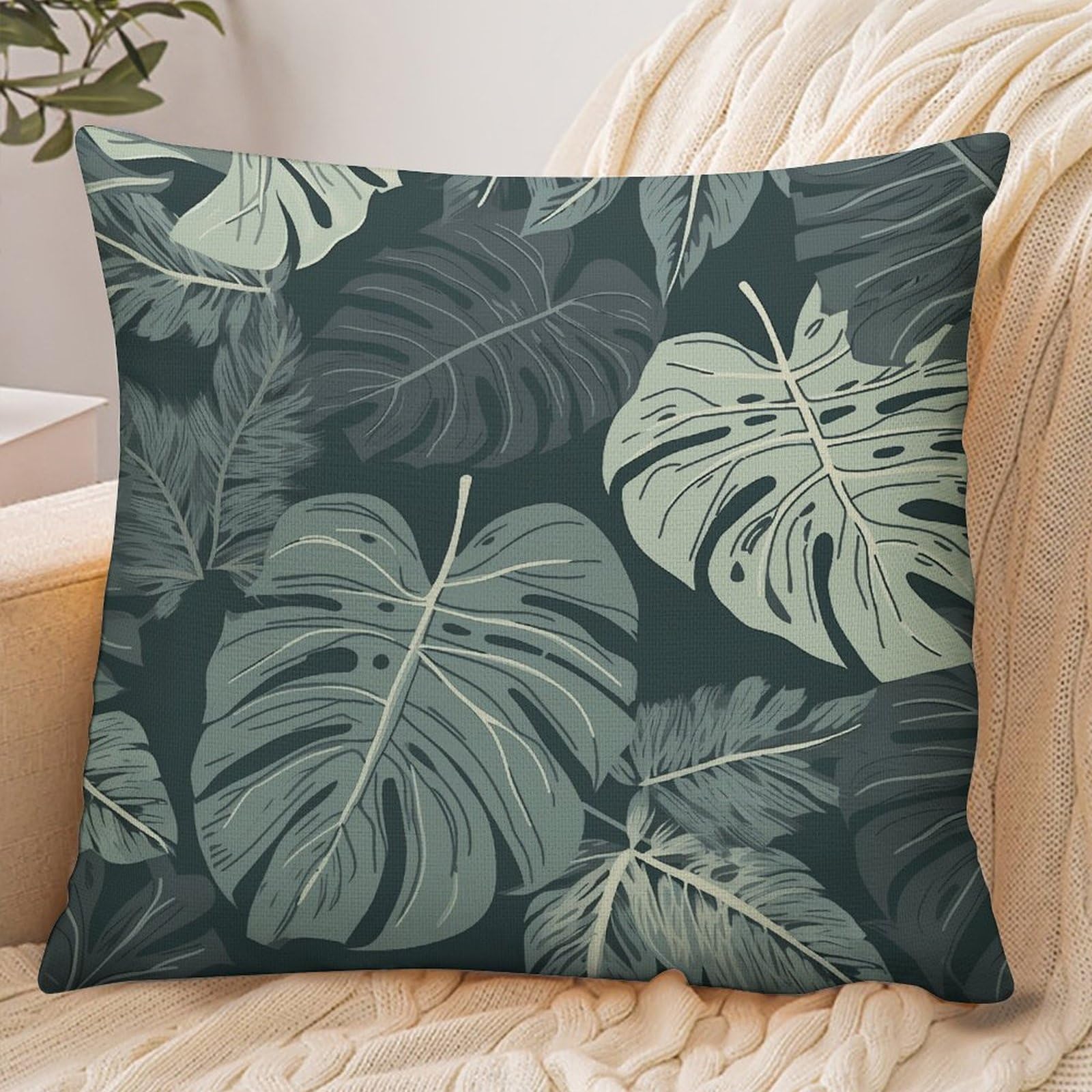 Fekiloot Style Gray Leaf Pattern Pillowcase Pillow Sham Pillow Case