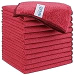HOMEXCEL Red Microfiber Cleaning Cloth, 12 Pack Premium Microfiber Towels for Cars, Lint Free, Scratch-Free, Highly Absorbent, Reusable Cleaning Rags for Car, Household, Kitchen, Window, 11.5X11.5