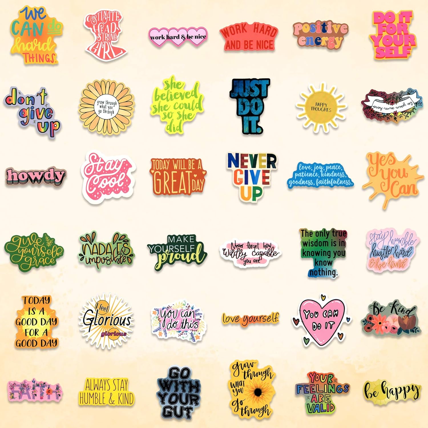 Inspirational Words Stickers for Laptop 50pcs, Motivational Quote Stickers for Teens Adults Students Teachers Planners Employees, Waterproof Vinyl Stickers for Scrapbook Notebook Journal : Office Products