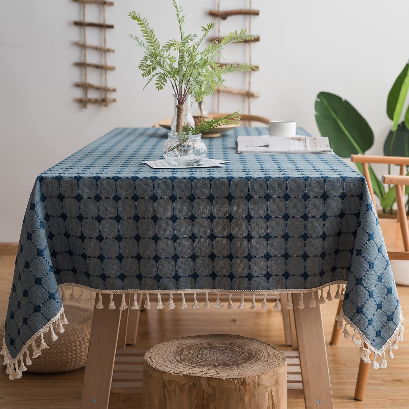 Nappe rectangulaire coton et lin 135x140 cm pour table de cuisine