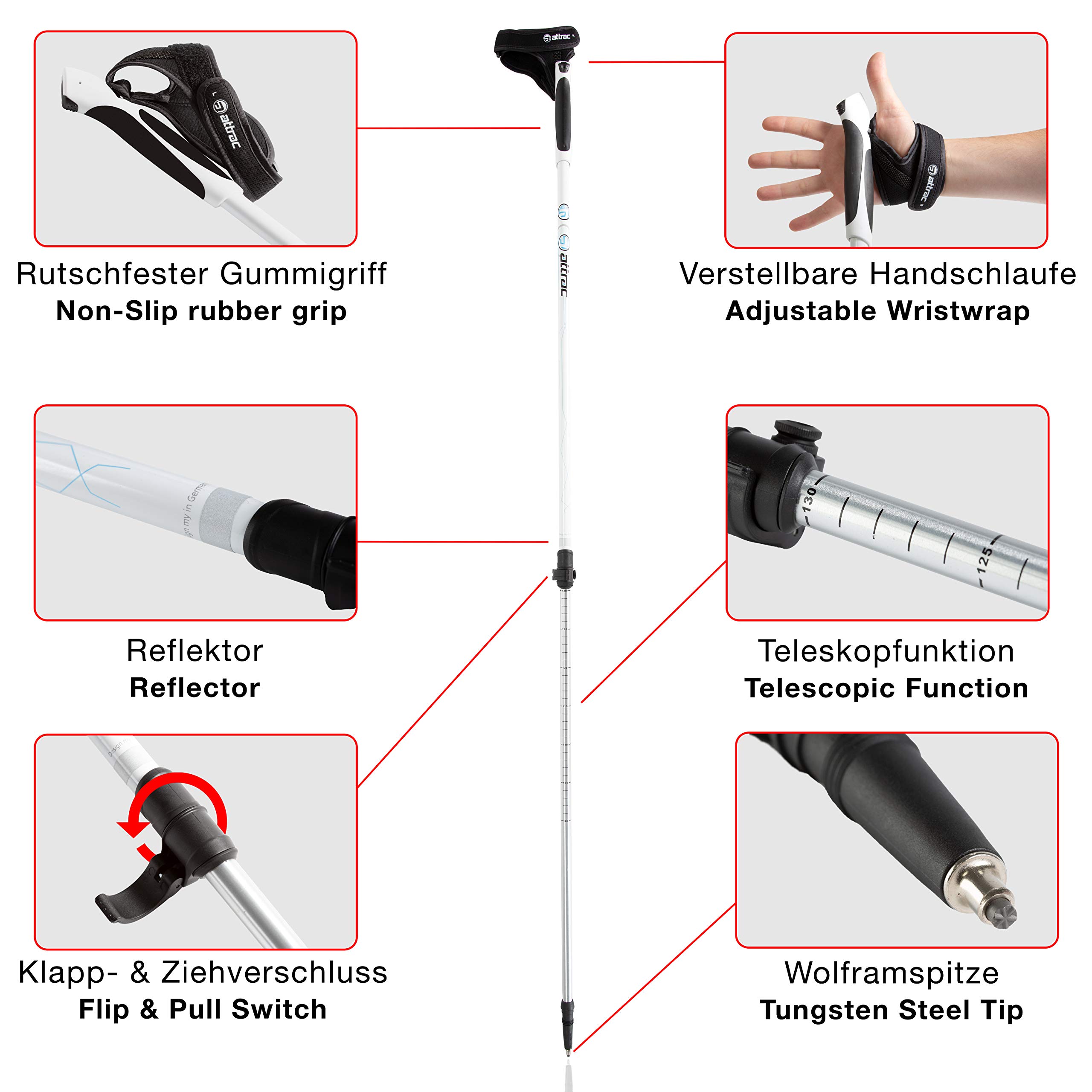 Bastoncini Nordic Walking Attrac - Telescopici Con Sistema Click&Go E Gommini Ricambio - Foto 5