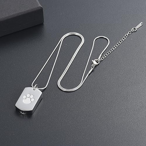 Miniatura 5 de BAOWIQI Collar de urna de cremación para cenizas para mascotas, joyería conmemorativa de cenizas con estampado de patas, colgante de recuerdo, deja