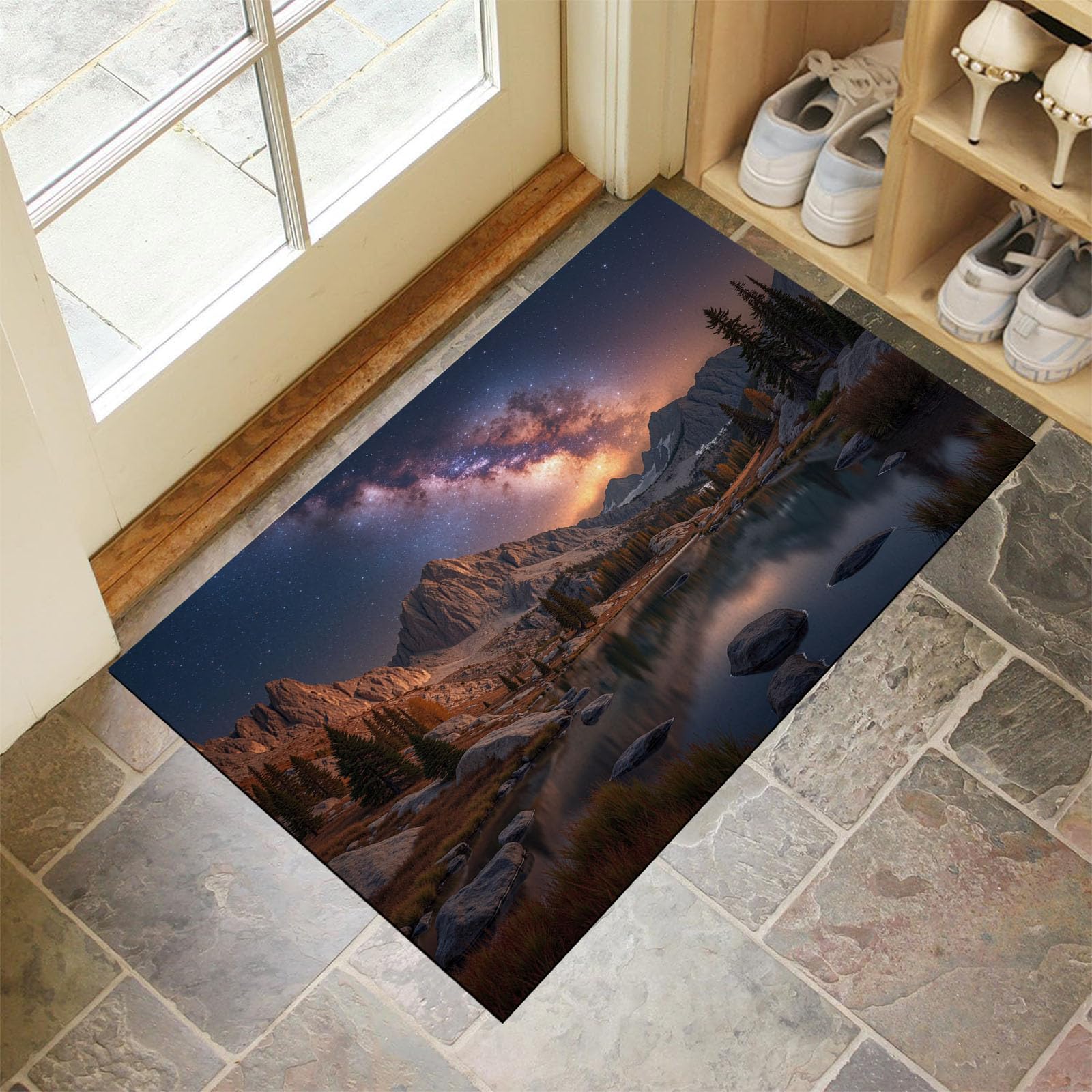 Tapis entrée intérieur lavable contre les sols glissants 50x80
